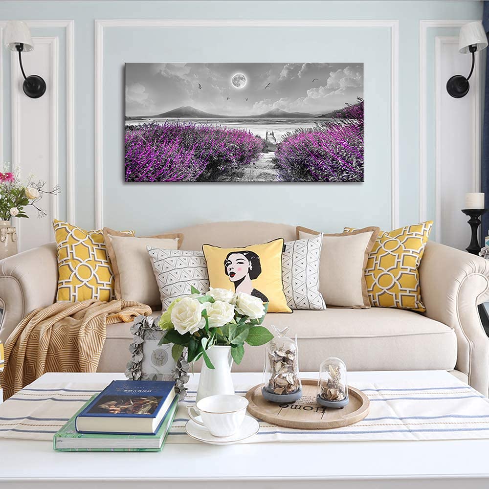 Lavender Ocean Beach Wall Art - Large 30