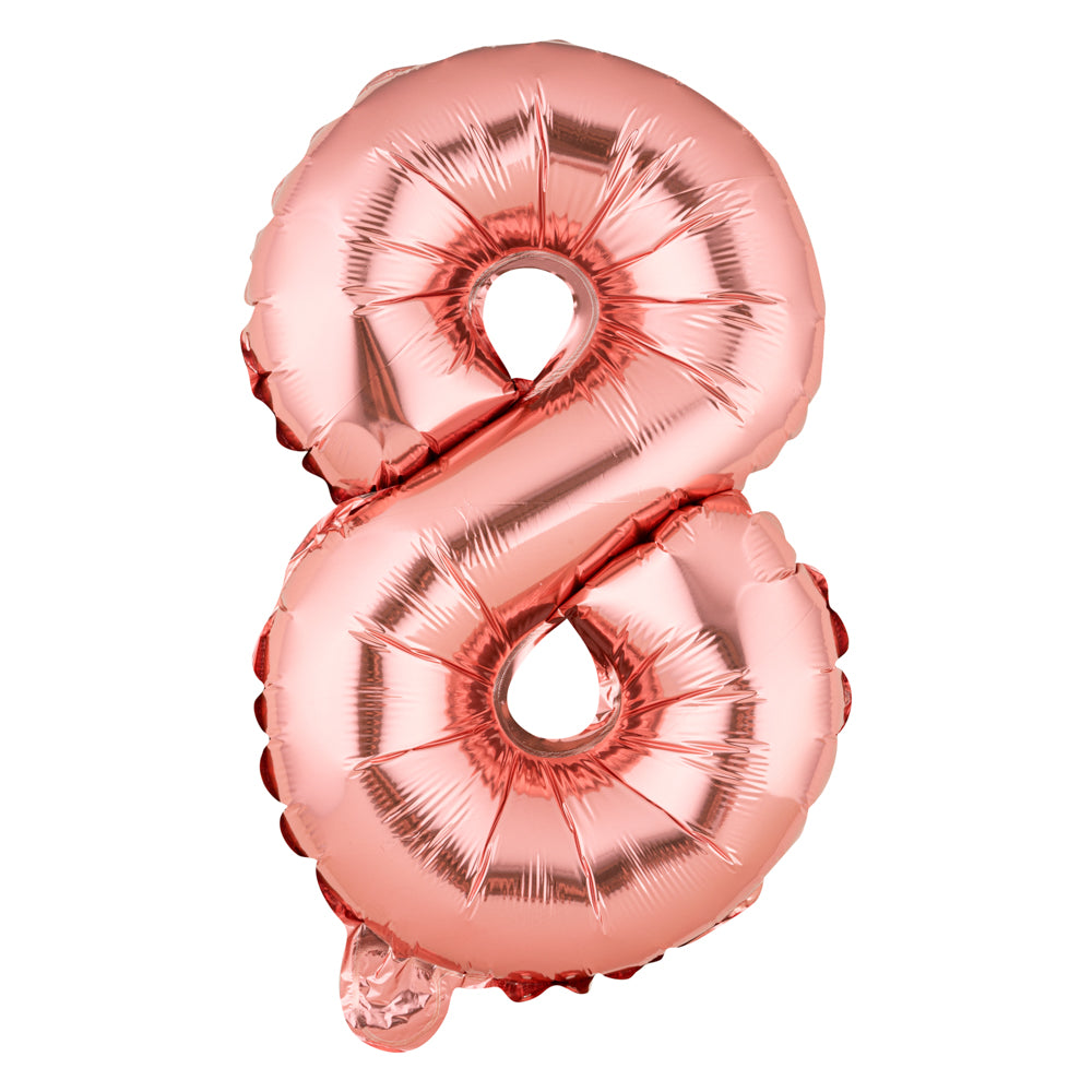 Balloonify Rose Gold Mylar Number 8 Balloon - 16 Inch - 1 Count Box - Perfect for Birthday Parties, Anniversaries & Special Events