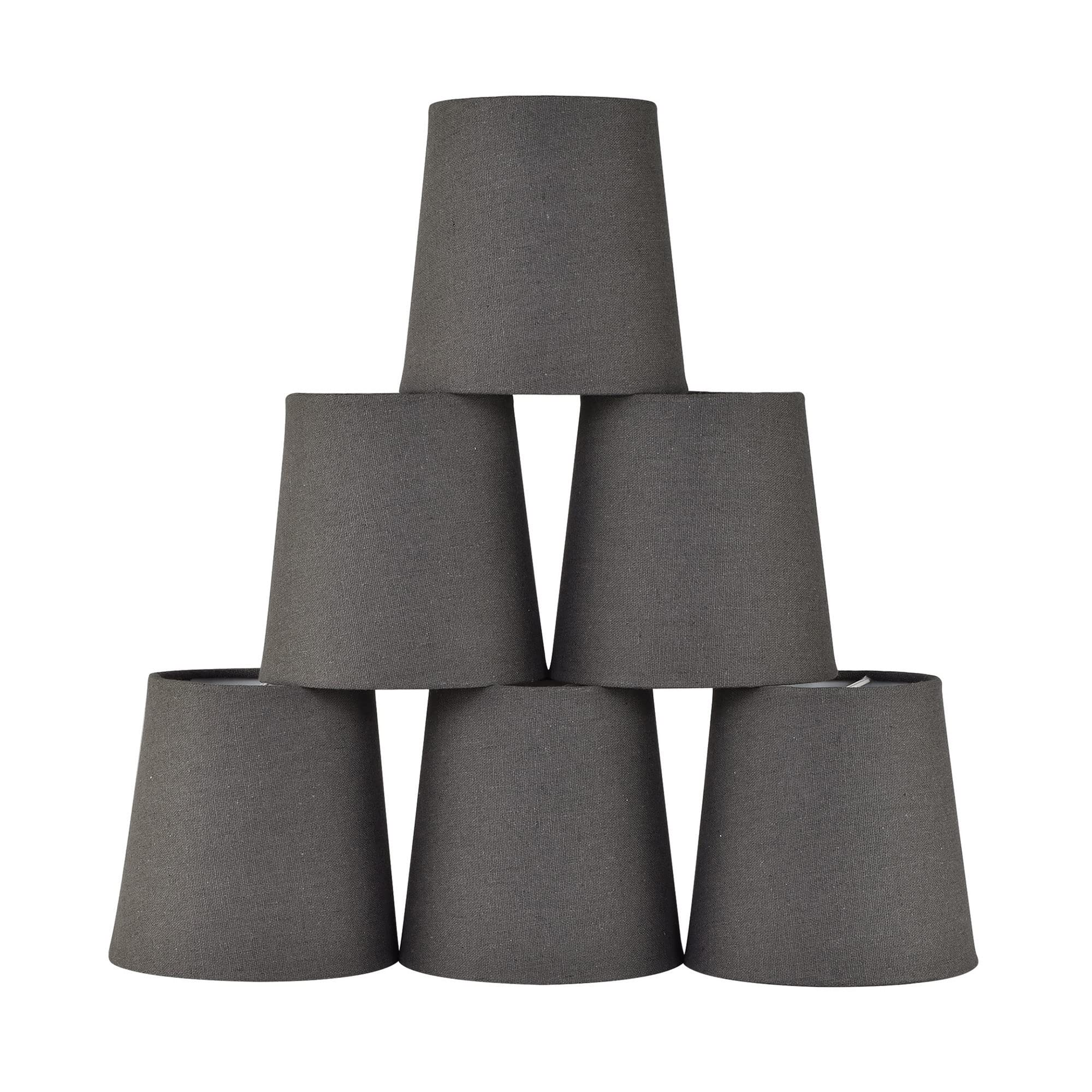 LAMPWELL VALO Clip-On Chandelier Fabric Lamp Shades - Set of 6 Small Barrel Linen Shades (5.2