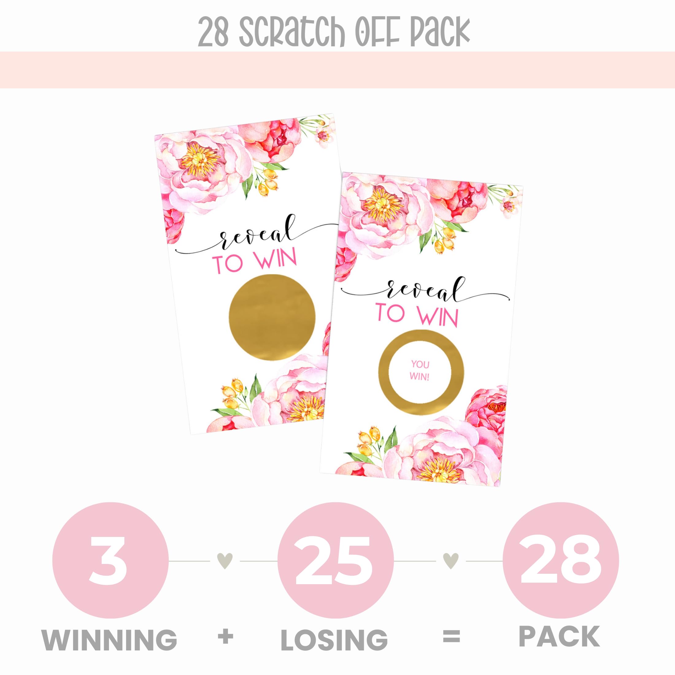 28 Pack Floral Scratch Off Game Cards for Baby Showers & Bridal Parties - Fun Lottery Ticket Style Prizes for Raffles, Door Gifts & Instant Wins - Perfect for Gender Reveals, Birthday Parties & Wedding Events
