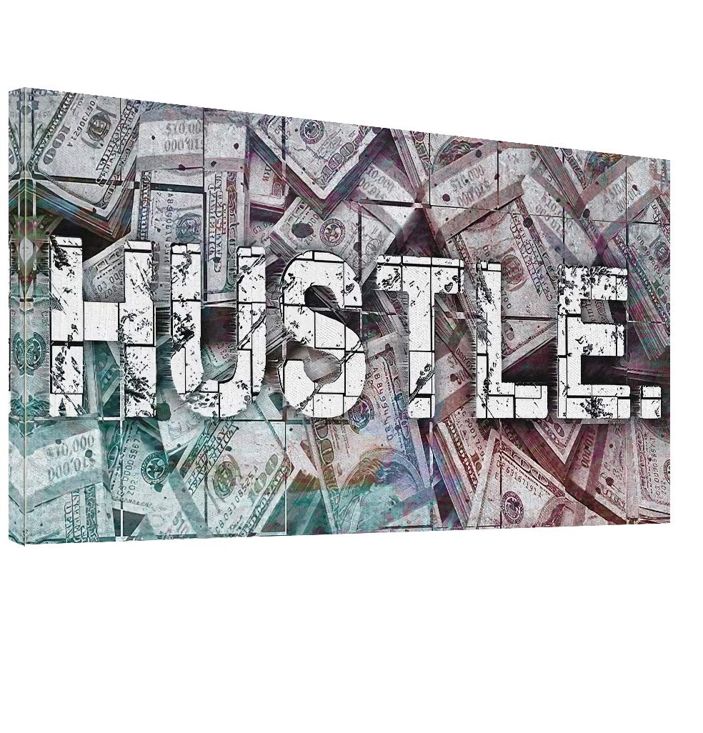 Hustle Money Motivational Canvas Wall Art - Inspirational Office & Home Decor - 20