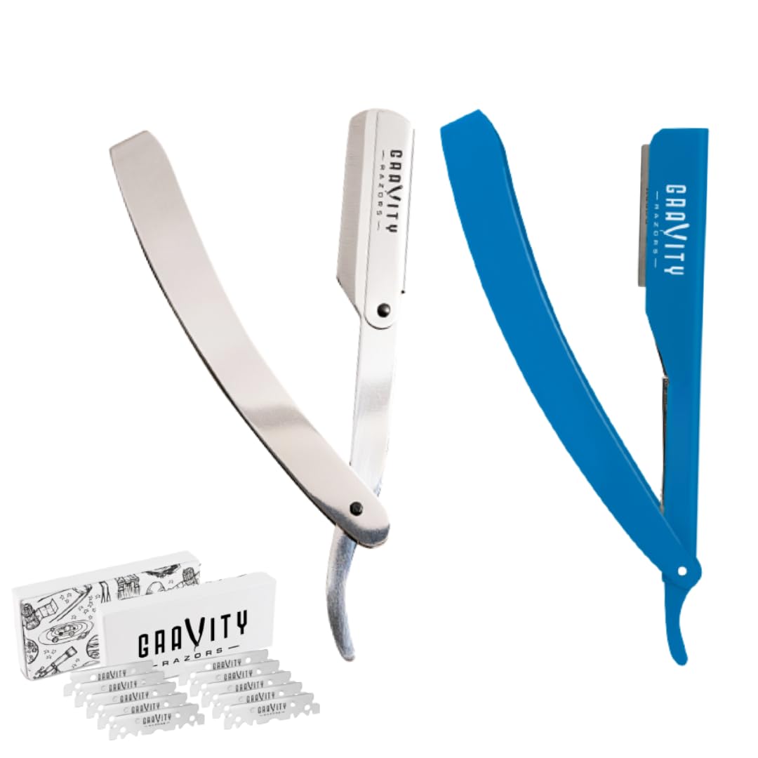 Premium Stainless Steel Straight Razor Kit with 20 High-Quality Blades - Professional Barber Shaving Set (Chicago, Mystique) for Men's Grooming, Beard Trimming & Classic Wet Shaving at Home or Salon