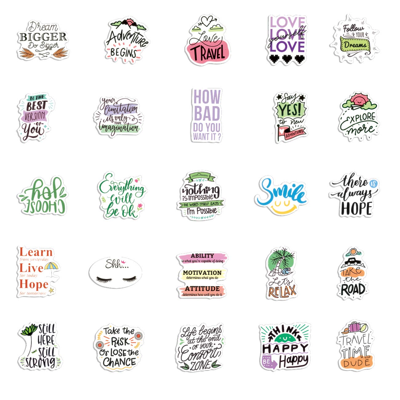 100pcs Motivational Stickers Pack - Waterproof Inspirational Vinyl Decals for Students, Teachers & Employees - Positive Affirmation Stickers for Water Bottles, Laptops, Notebooks & Planners - Perfect for School, Office & Daily Encouragement