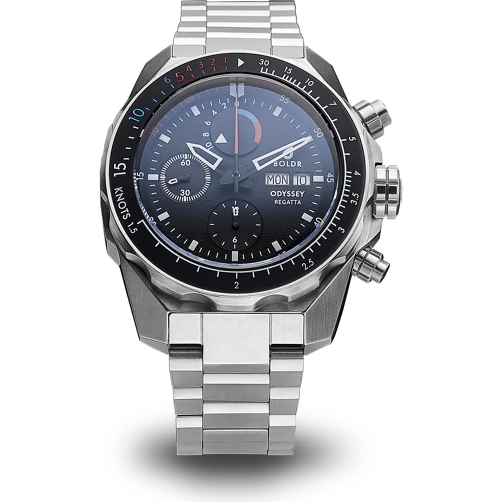 BOLDR Odyssey Regatta Stainless Steel Black Watch - Durable Waterproof Sports Watch for Sailing, Diving & Outdoor Adventures