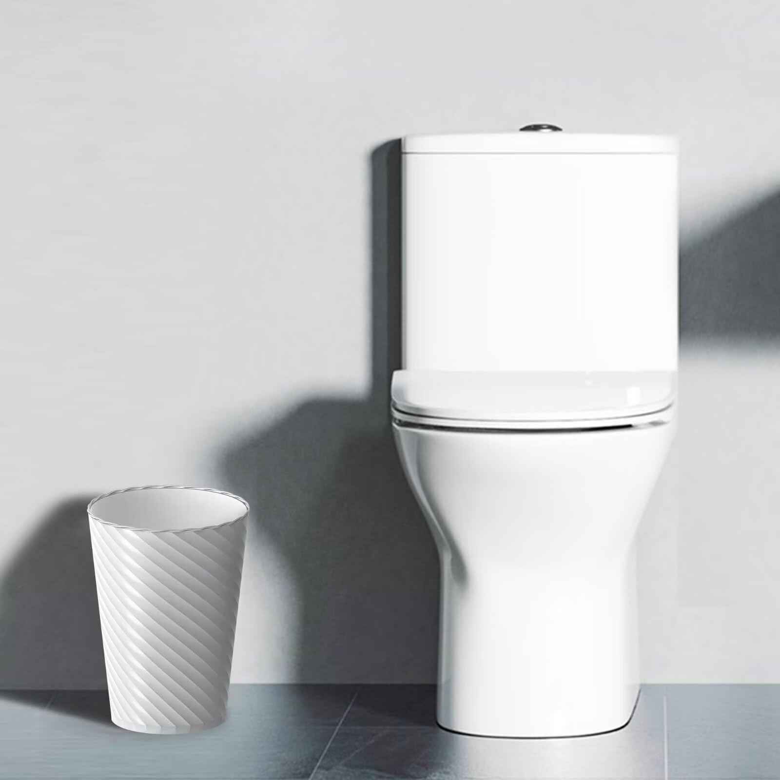 3-Pack Small Bathroom Trash Can 1.8 Gallon with Liners - Round Plastic Waste Basket for Bathroom, Bedroom, Office & Kitchen - Space-Saving Compact Design (White) - Perfect for Tight Spaces & Small Rooms