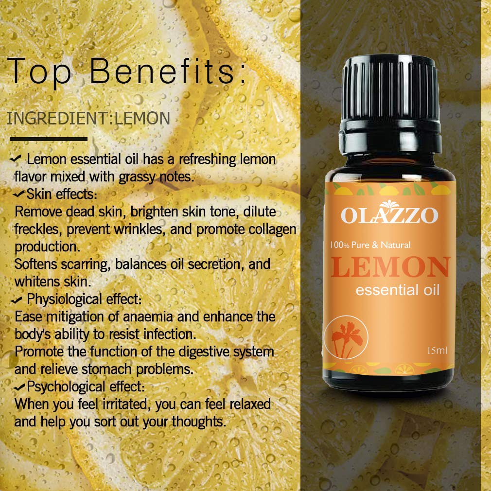 100% Pure Cold Pressed Lemon Essential Oil for Skin, Hair & Aromatherapy - Natural DIY Beauty & Cleaning Solution - 15ml Bottle - Perfect for Diffusers, Massage & Home Fragrance