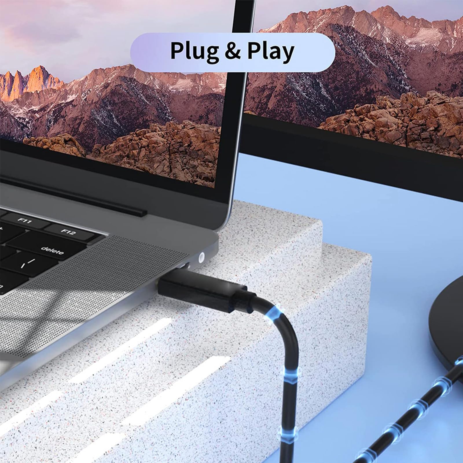 USB C to VGA Cable 3ft - Thunderbolt 3 to VGA Adapter for MacBook Pro/Air, iPad Pro, Windows Laptops - Connect to Monitor, Projector, HDTV - Ideal for Office Presentations, Home Theater & Gaming Setup