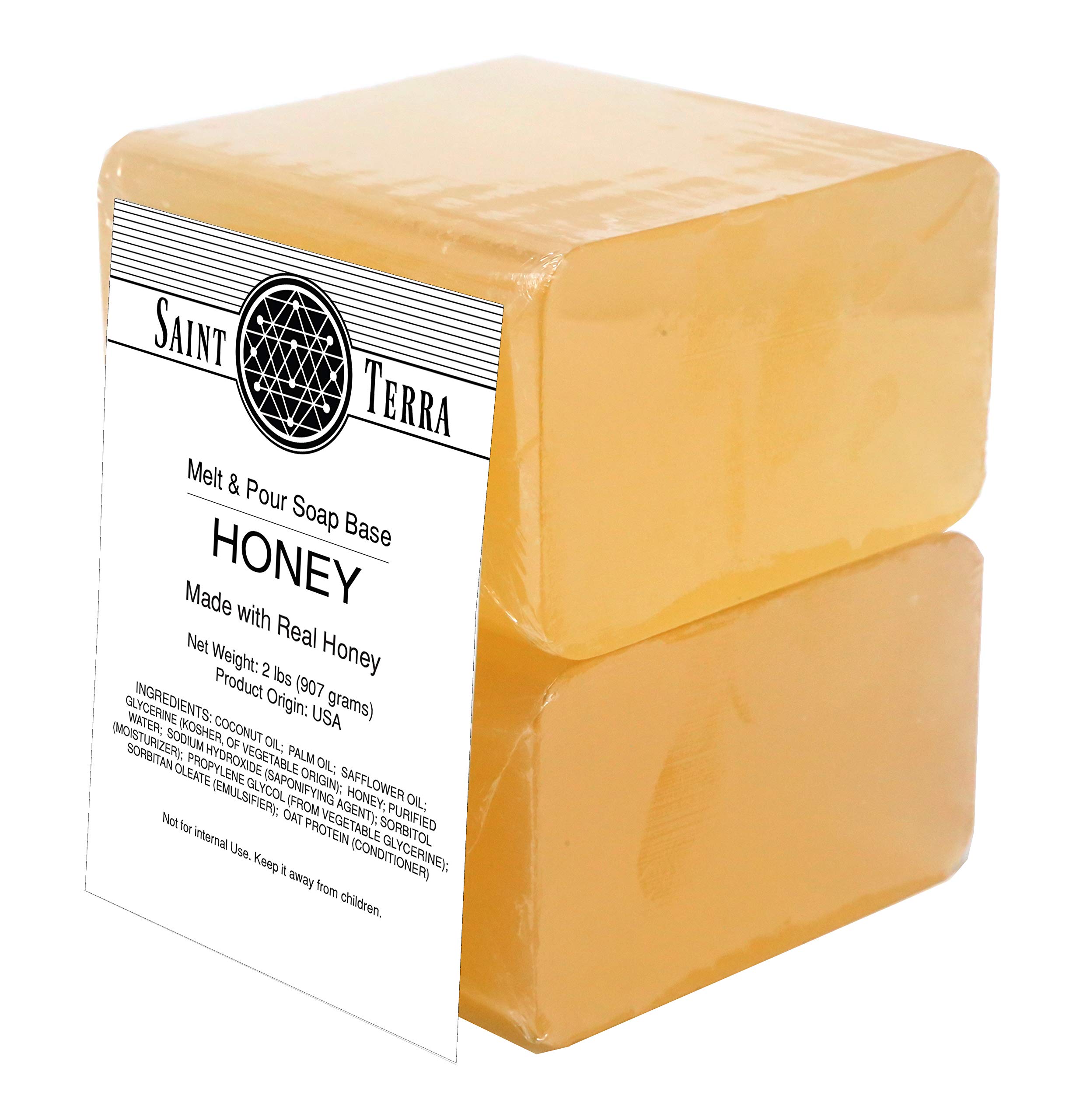 Saint Terra - Honey Melt & Pour Soap Base, 2 Pounds - Natural Glycerin Soap for DIY, Handmade Soap Making - Perfect for Crafters, Homemade Gifts & Spa Treatments