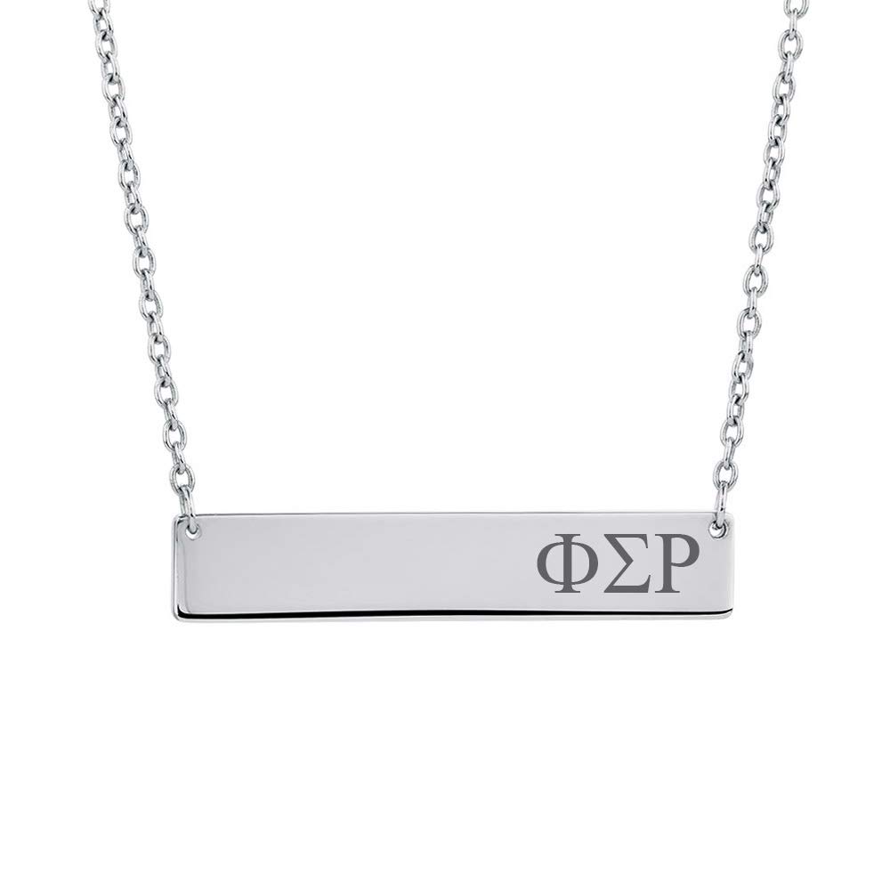 Phi Sigma Rho Sorority Bar Necklace - Stainless Steel Greek Letter Lavalier Pendant for Sorority Sisters - Perfect for Initiation, Sisterhood Events & Graduation Gifts