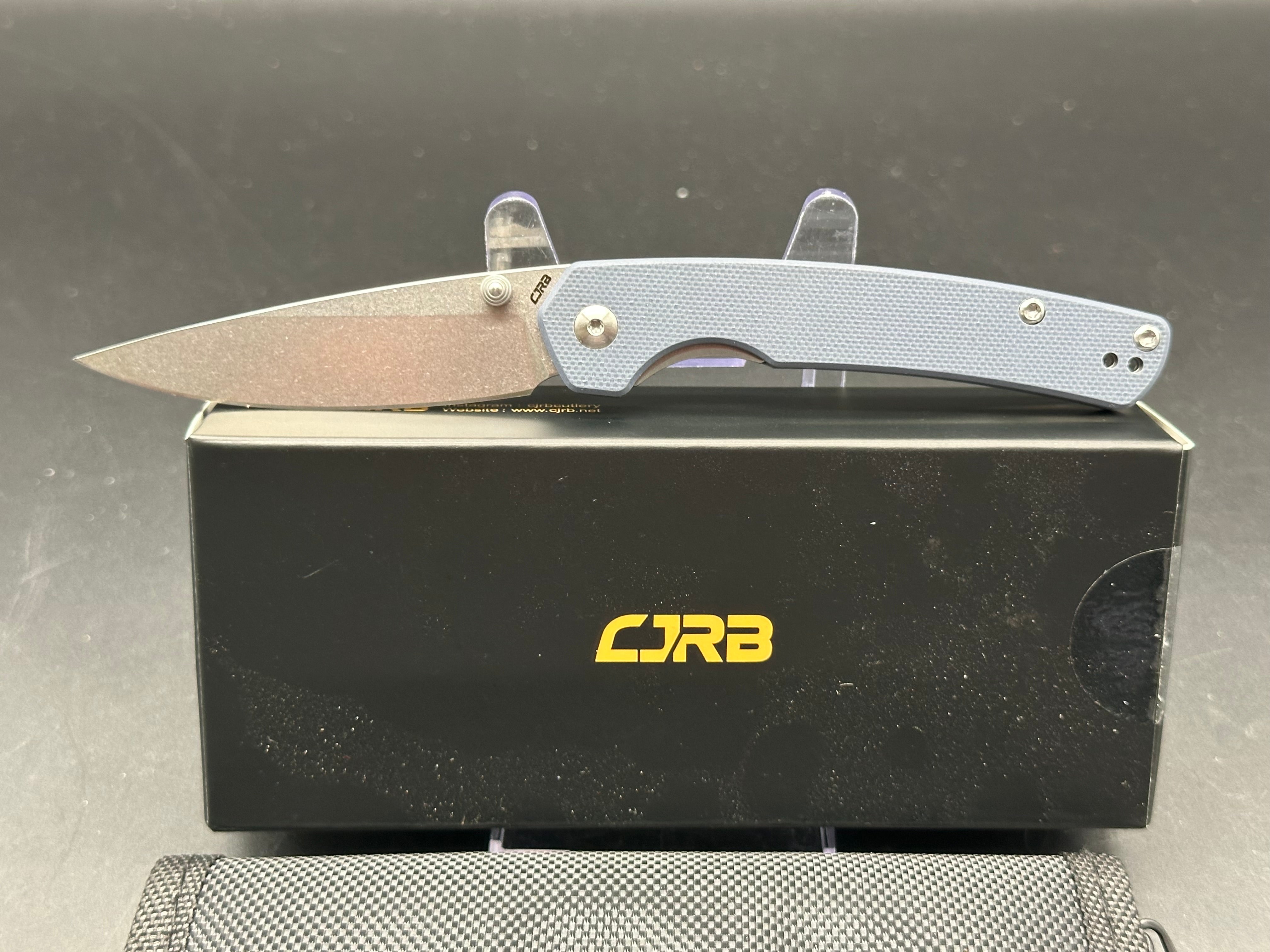 CJRB KAIN Gray G10 & Aluminum Handle Folding Pocket Knife with AR-RPM9 Steel Blade - EDC, Outdoor, Camping & Survival Gear