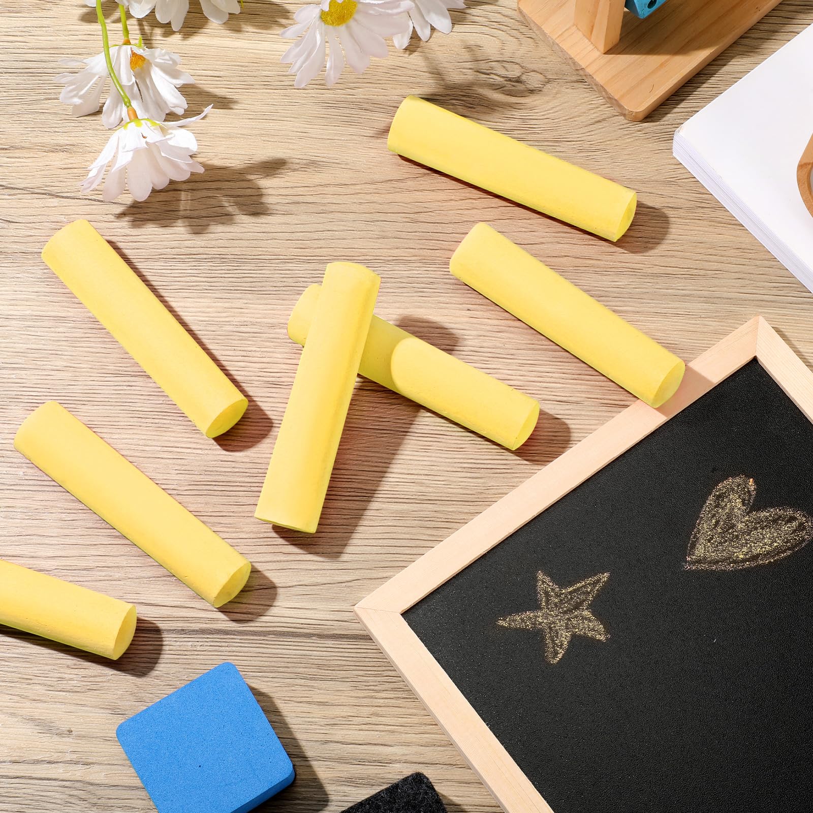 Fulmoon 80 Pcs Jumbo Sidewalk Chalk Bulk - Large Outdoor Washable Chalk for Kids, Toddlers & Adults - Non-Toxic Art Drawing & Painting Supplies - Perfect for Street Art, Classroom Activities & Christmas Gifts (Yellow)