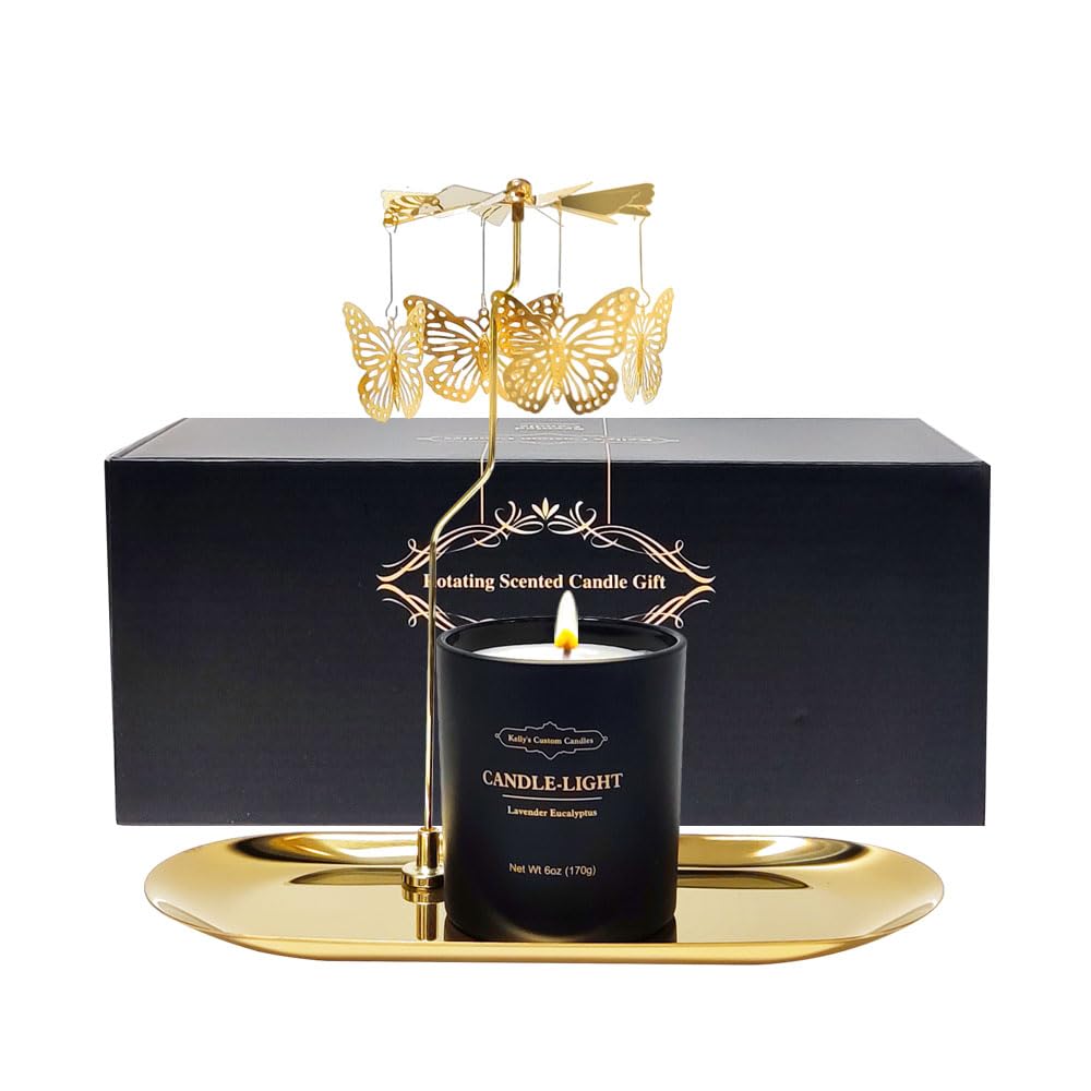 Kelly's Custom Candles - 6oz Rotating Butterfly Scented Candle | Unique Birthday Gifts for Women, Mom, Wife & Colleagues | Perfect for Anniversaries, Christmas, Thanksgiving & Special Occasions | Home Decor & Relaxation Gift Idea