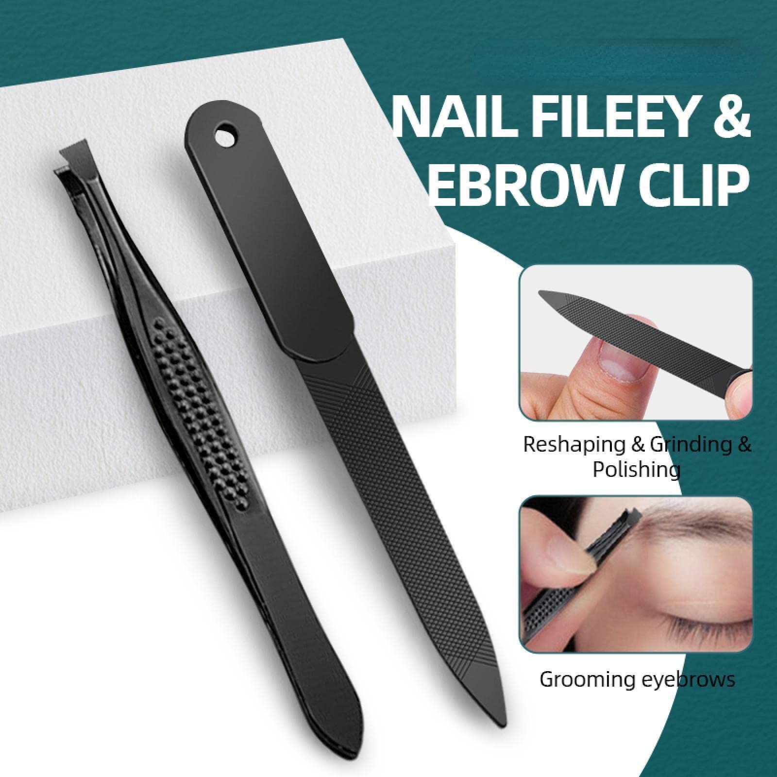 Premium 4-Piece Nail Clipper Set with Scissors, File & Folding Case - Heavy Duty Stainless Steel for Thick Nails - Home, Travel & Manicure Care (Gray) - Perfect Gift for Men & Women