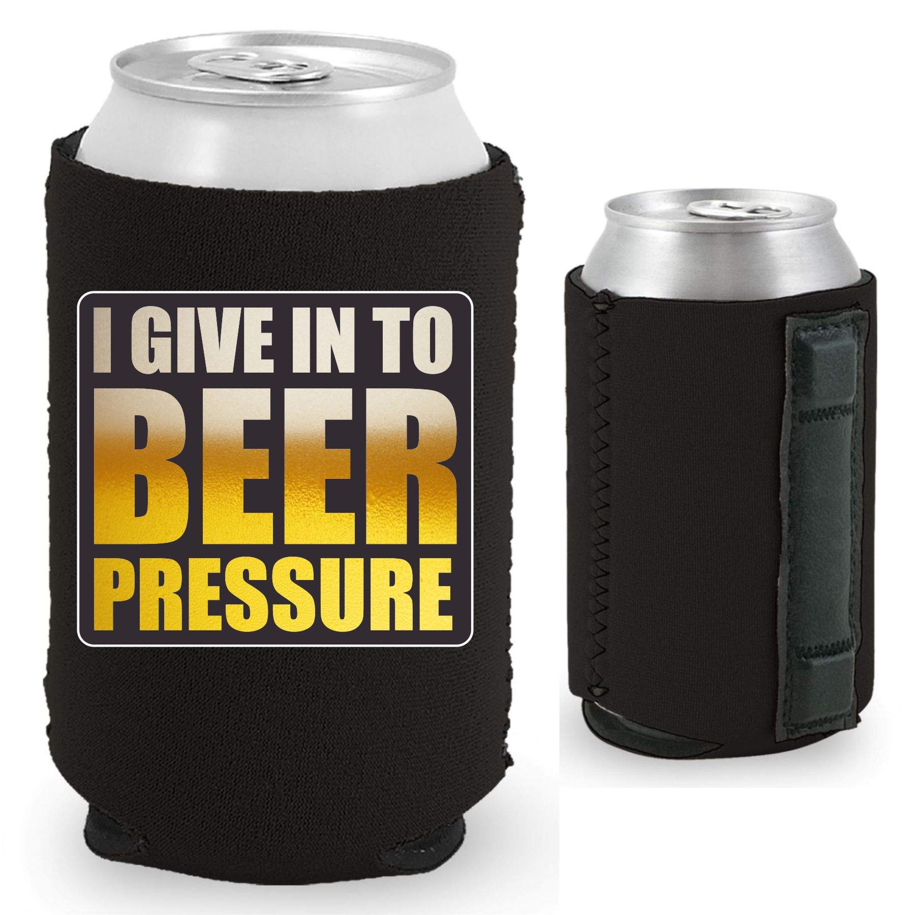 Beer Pressure Magnetic Can Cooler - 2 Pack Black Insulated Beer Can Holder for Camping, BBQ, and Outdoor Parties