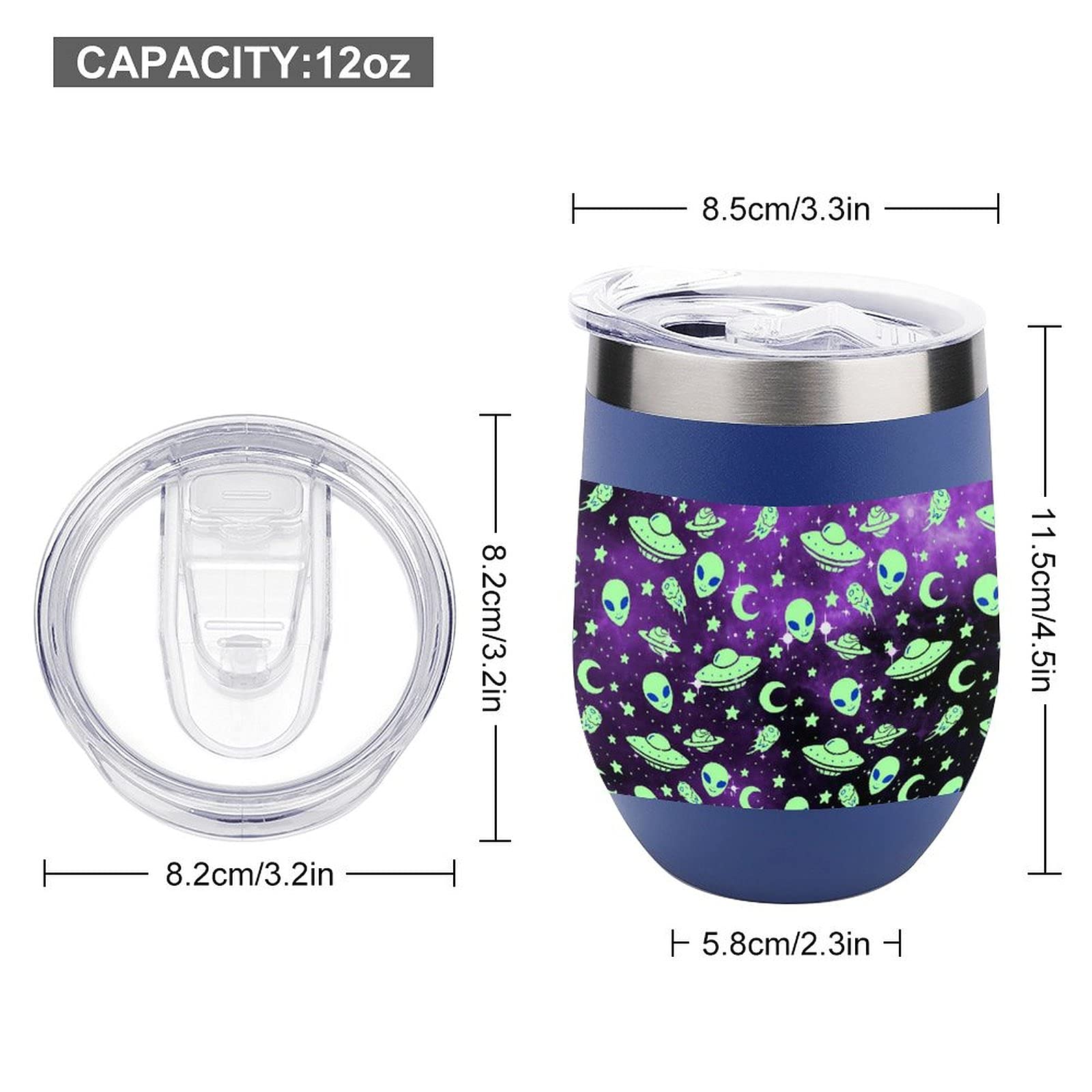 Galaxy Alien Vacuum Insulated Wine Tumbler - Stainless Steel Travel Cup for Coffee & Wine On-the-Go