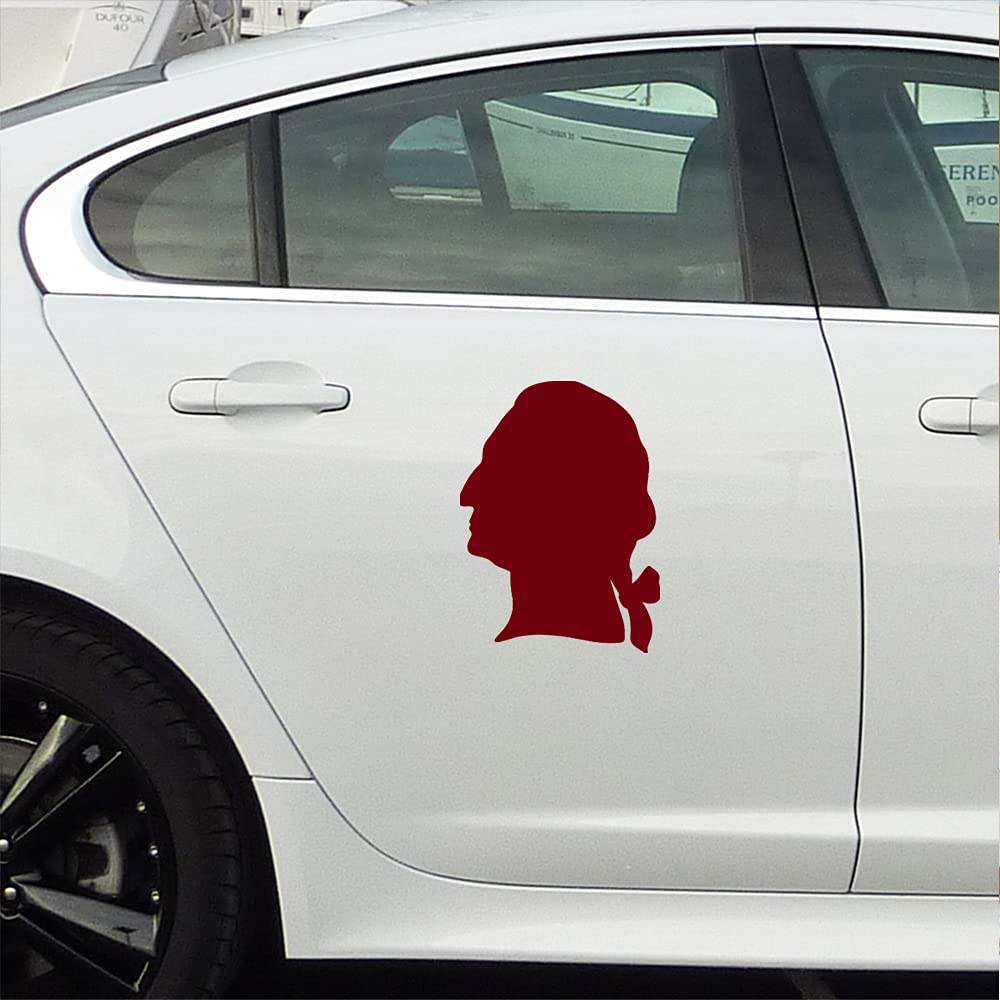 George Washington Silhouette Vinyl Decals (Set of 2) - Burgundy Waterproof Stickers for Laptop, Phone, Car, Helmet, Mug, Wall Decor - Perfect for Patriotic Home Office & Vehicle Accessories