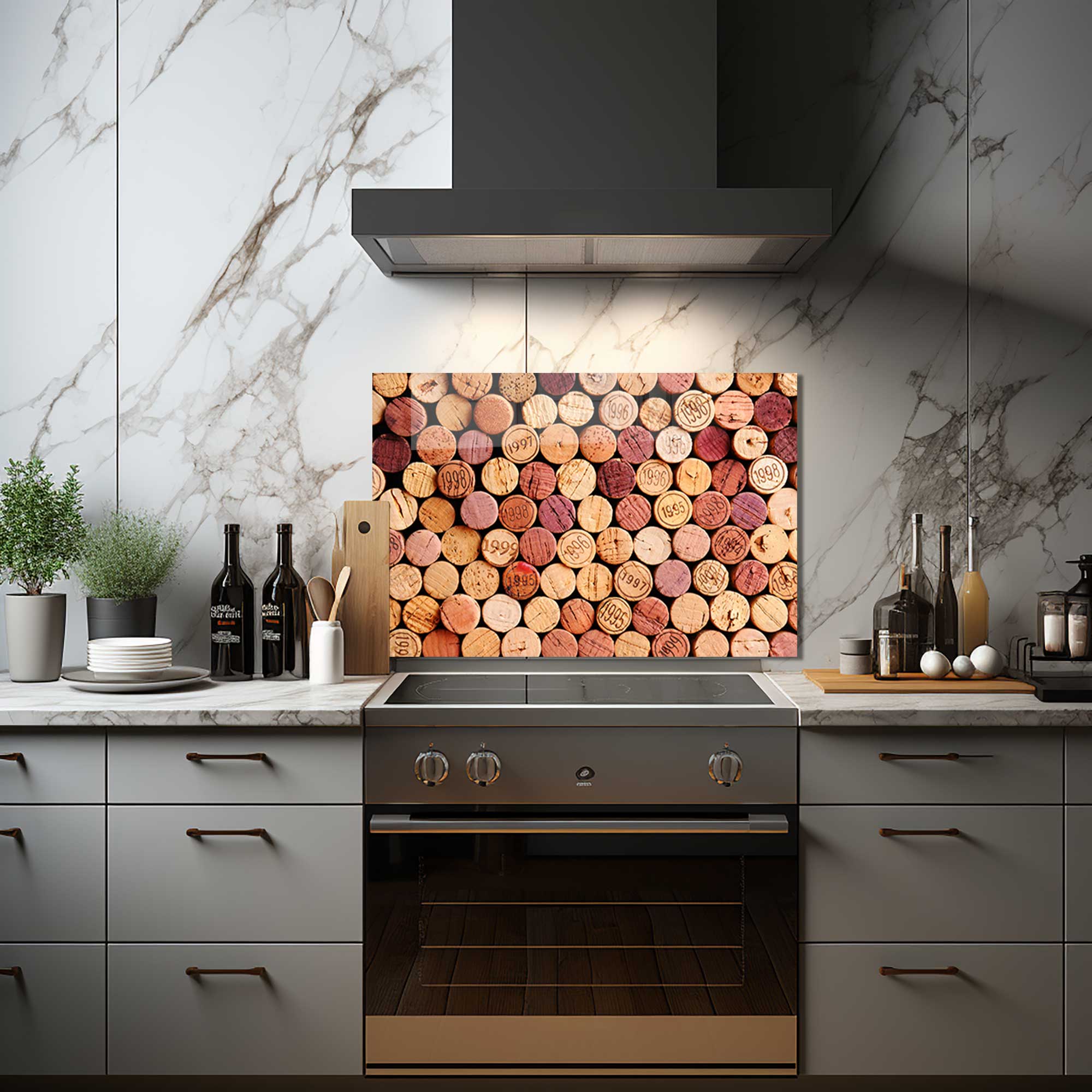 Premium Wine Corks & Glass Splashbacks - Elegant Kitchen & Bar Decor for Wine Enthusiasts | Perfect for Home Bars, Restaurants & Wine Cellars