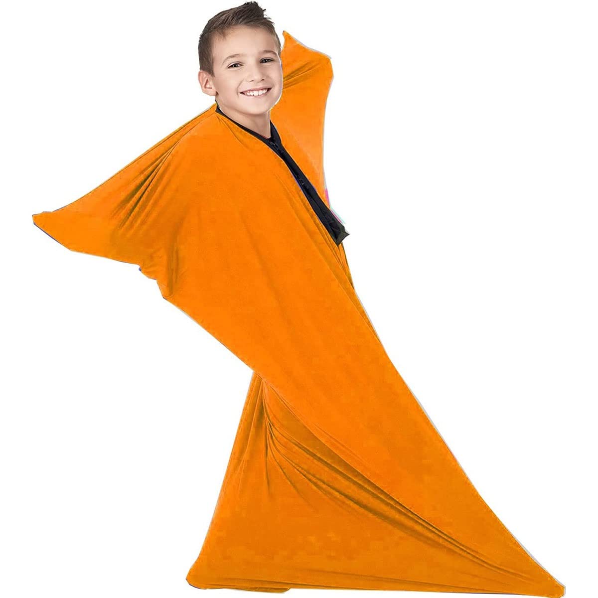 GADULU Sensory Stretchy Body Sock for Autism & Anxiety Relief - Deep Pressure Therapy Blanket for Adults & Kids - Full-Body Wrap with Snap Closure (Orange, Medium 69x119cm) - Perfect for Calming, Focus & Sensory Integration at Home or Therapy