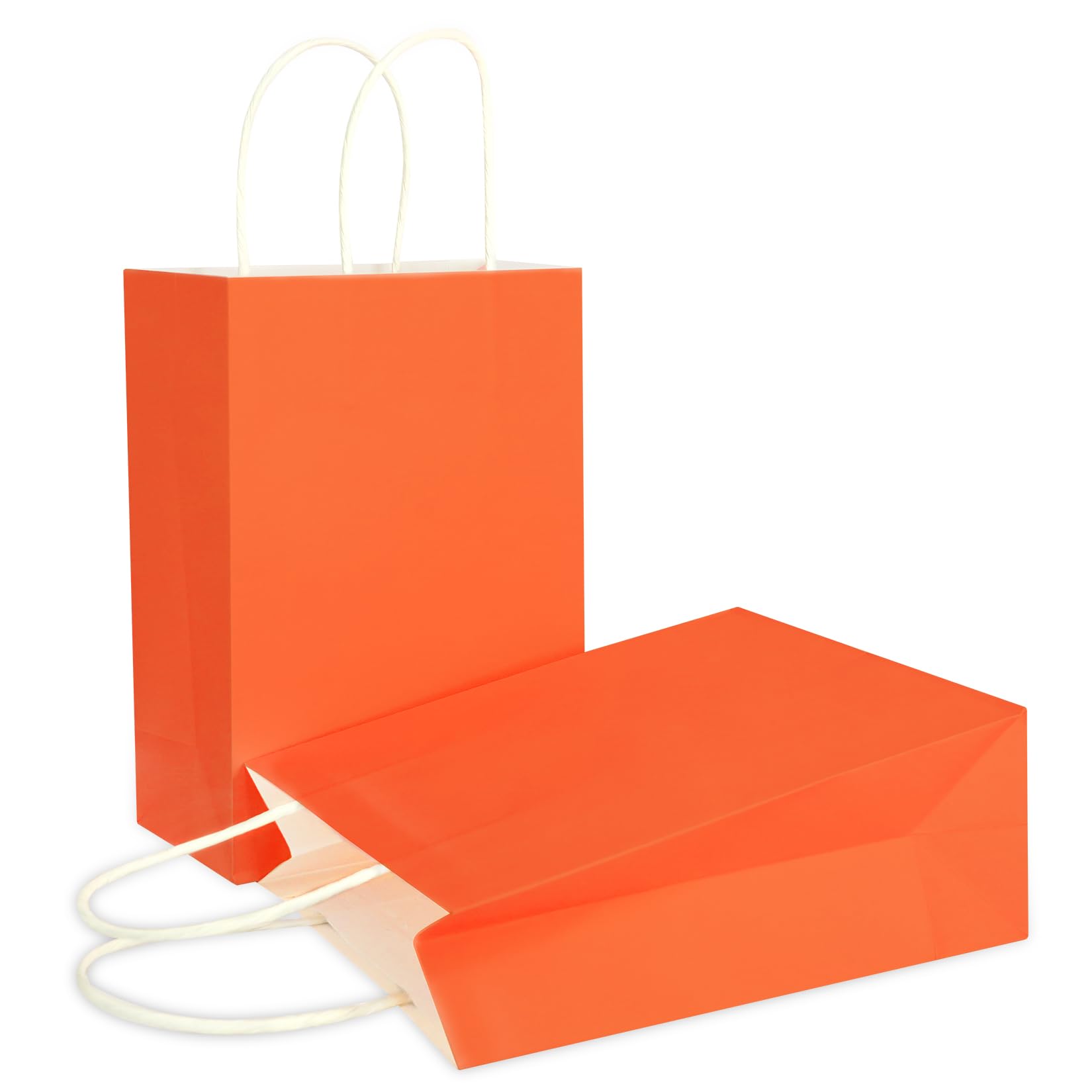 10-Pack Kraft Paper Gift Bags with Handles 8.6x6.3x3.15 Inches - Orange Small Party Favor Bags Bulk for Candy, Goodies & Retail - Perfect for Christmas, Birthday, Wedding & Party Favors | Great for Holiday Gifting, Classroom Treats & Baby Shower Favors