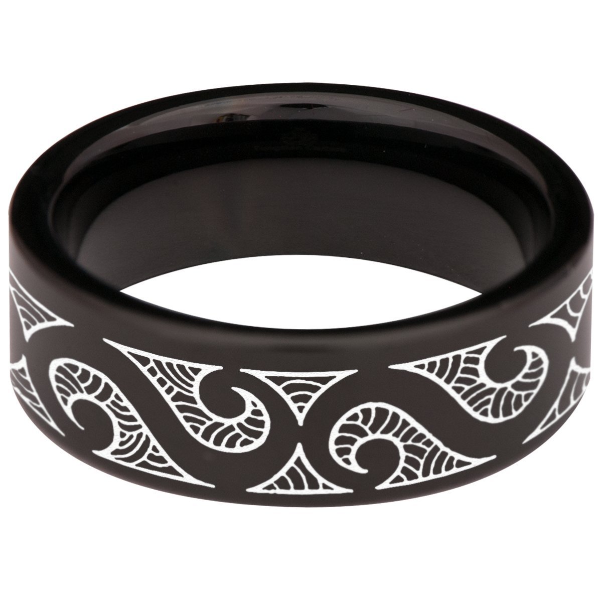 Premium Tungsten Carbide Maori Wedding Band - 8mm Unisex Ring for Men & Women - Durable & Scratch-Resistant Anniversary Gift for Couples - Perfect for Weddings, Engagements, and Special Occasions