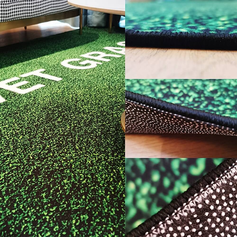 FLYLH Soft Plush Grass Rug - 23.62x35.43 Inch Green Artificial Turf Carpet for Living Room, Bedroom, Nursery Decor - Non-Slip Floor Mat for Indoor Sofa, Bay Window, Play Area & Home Decoration
