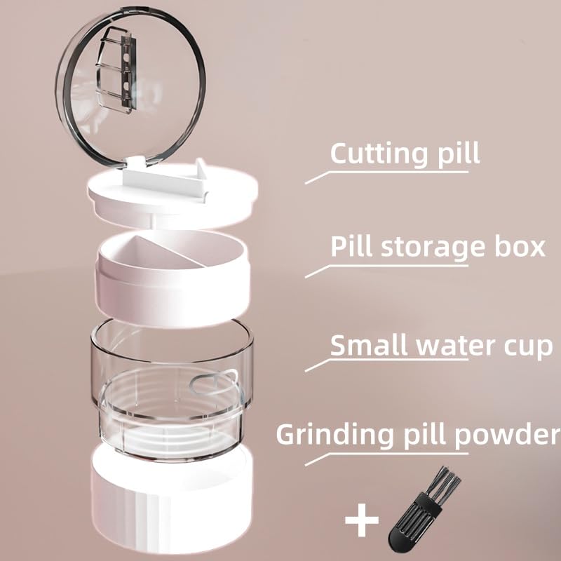 Premium Pill Crusher Grinder - Medicine & Pet Pill Cutter for Fine Powder - Easy to Use with Removable Cup - Perfect for Daily Medication Management, Vitamins & Pet Medicine - Ideal for Elderly Care, Travel & Home Use