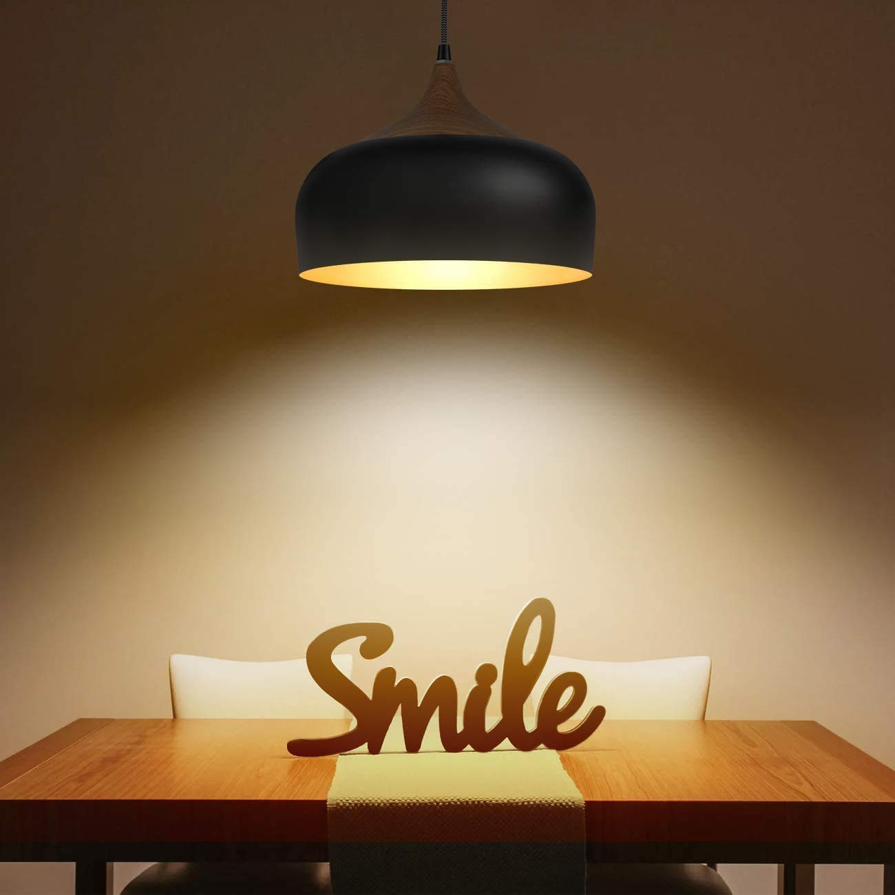 Dimmable Plug in Pendant Light - Modern Hanging Lamp for Home, Office, Bedroom, Dining Room & Cafe | Black Finish | Perfect for Ambient Lighting & Space Saving