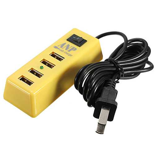 ANP 2.1A 4-Port USB Wall Charger with Power Adapter - Fast Charging for iPhone, Samsung, iPad - Perfect for Home, Office & Travel Use