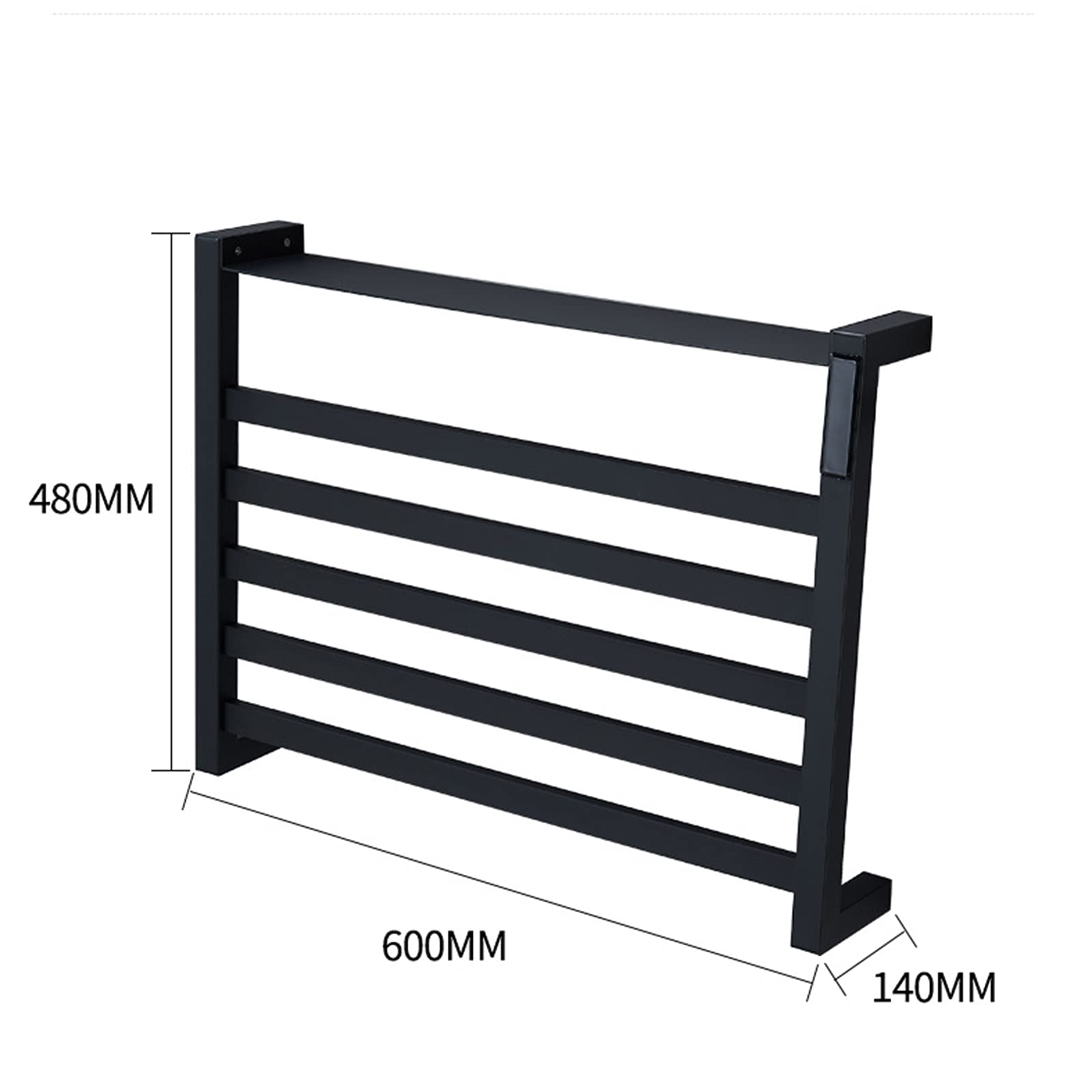 Energy Efficient 80W Carbon Fiber Electric Heated Towel Rack with Top Shelf - Matte Black 304 Stainless Steel Wall-Mounted Towel Warmer with Timer | Perfect for Bathrooms, Spas & Luxury Home Heating | Plug-in Design for Easy Installation