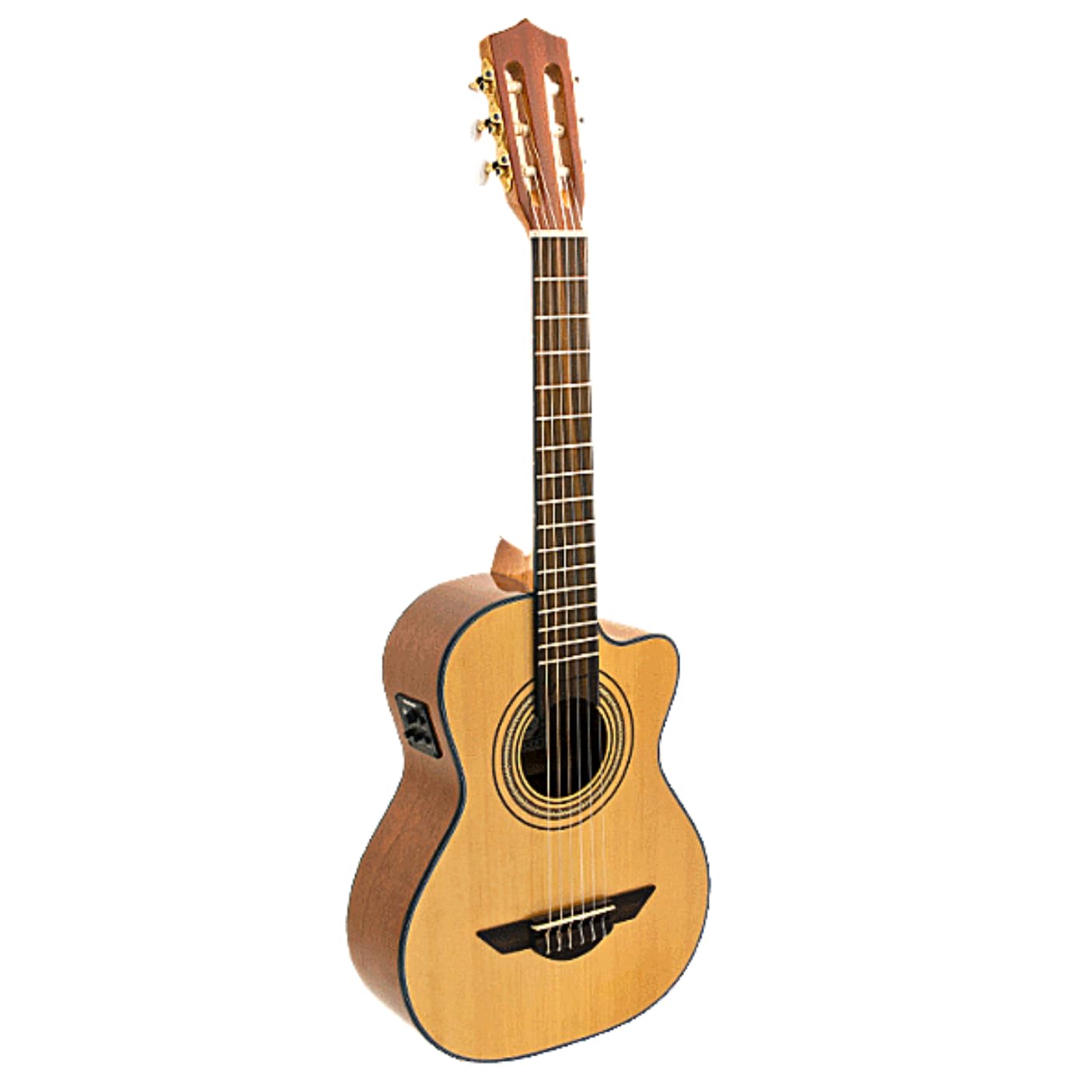 7 String Acoustic Guitar for Professional Musicians - Left & Right Handed Ambidextrous Design - Natural Tan Wood Finish (LR2CEN) - Perfect for Live Performances, Studio Recording & Traveling Musicians