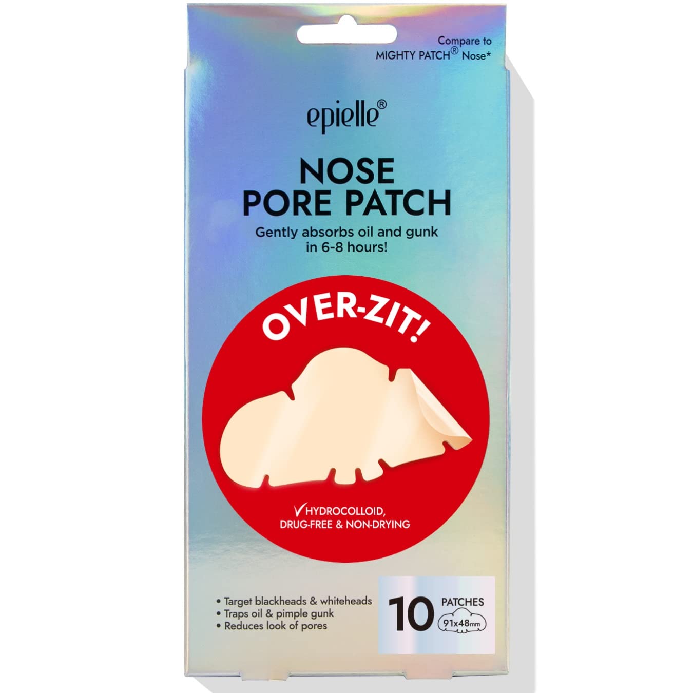 Epielle Over-Zit Nose Patches - Hydrocolloid Acne Treatment for Clear Skin | 10 Count Pimple and Blemish Patches for Nose | Perfect for Overnight Spot Treatment and Easter Gifts