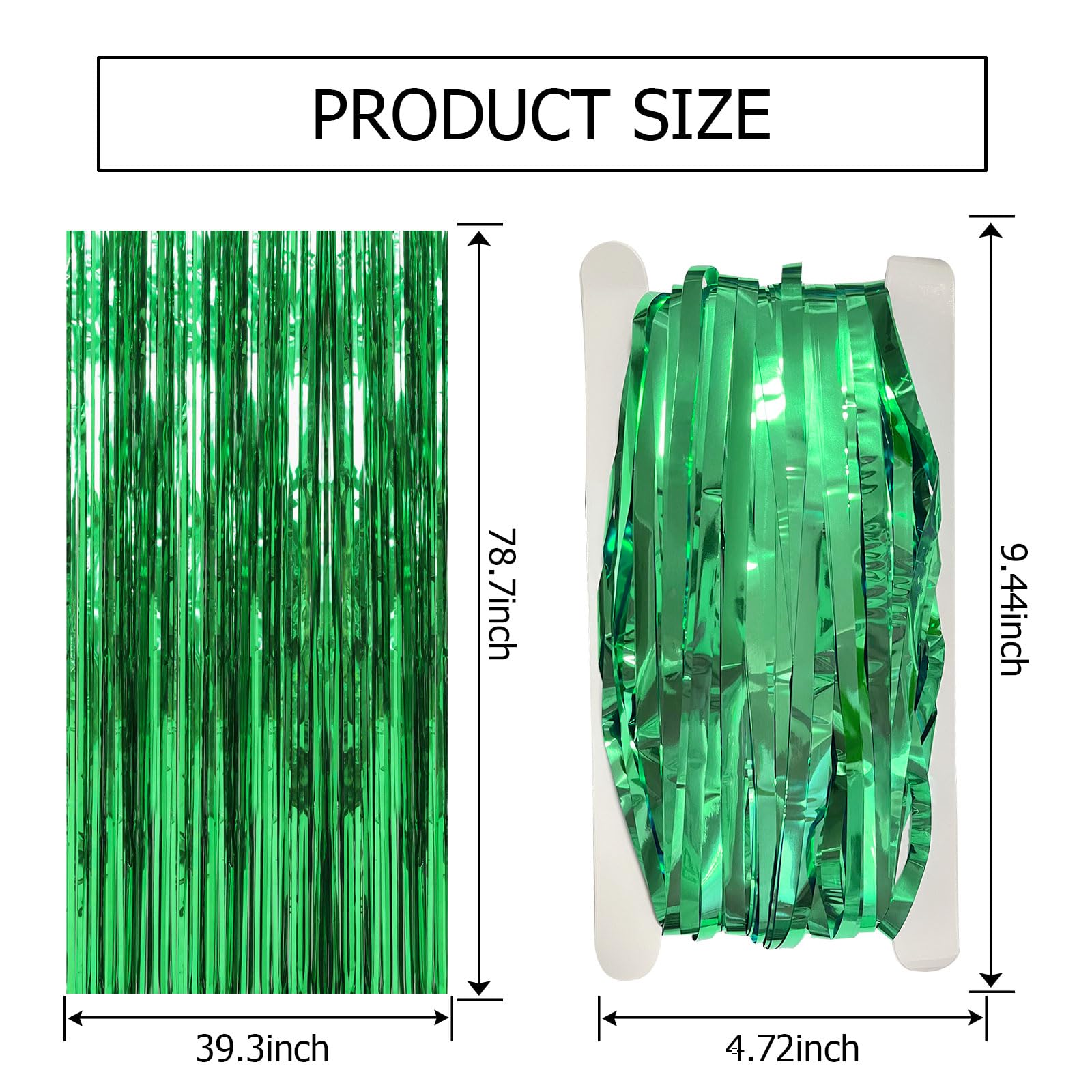 2 Pack Green Foil Fringe Streamers Backdrop - Jungle Party Decorations, Dinosaur & Animal Theme Photo Booth Background for Birthday, St Patrick's Day, Football, Christmas Celebrations - Perfect for Party Decor, Event Photography & Social Media Backdrops