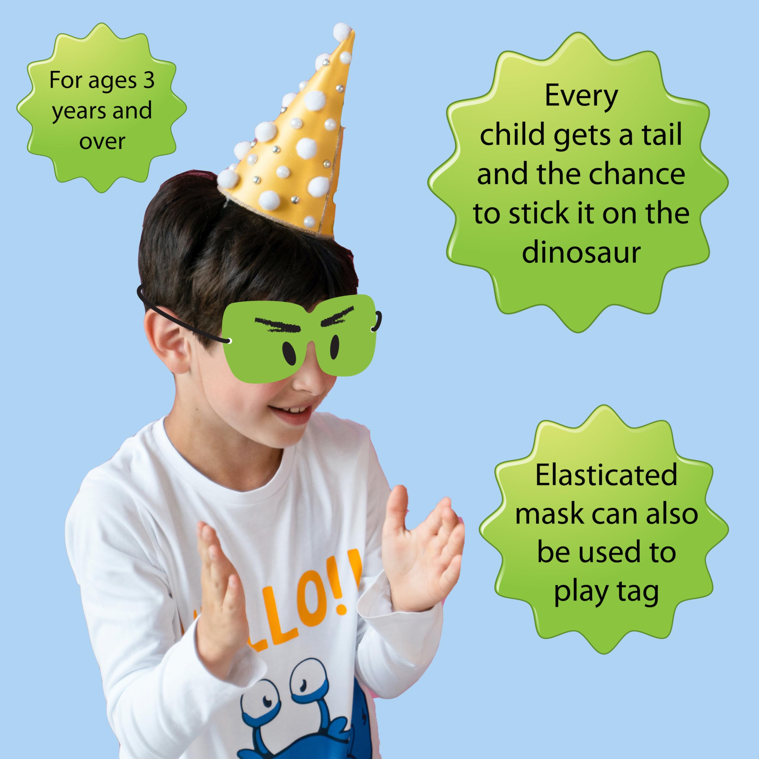 Lello & Monkey Pin the Tail on The Dinosaur Game - Fun Kids Birthday Party Activity for Boys & Girls - Perfect for Indoor Games, Classroom Activities and Family Gatherings