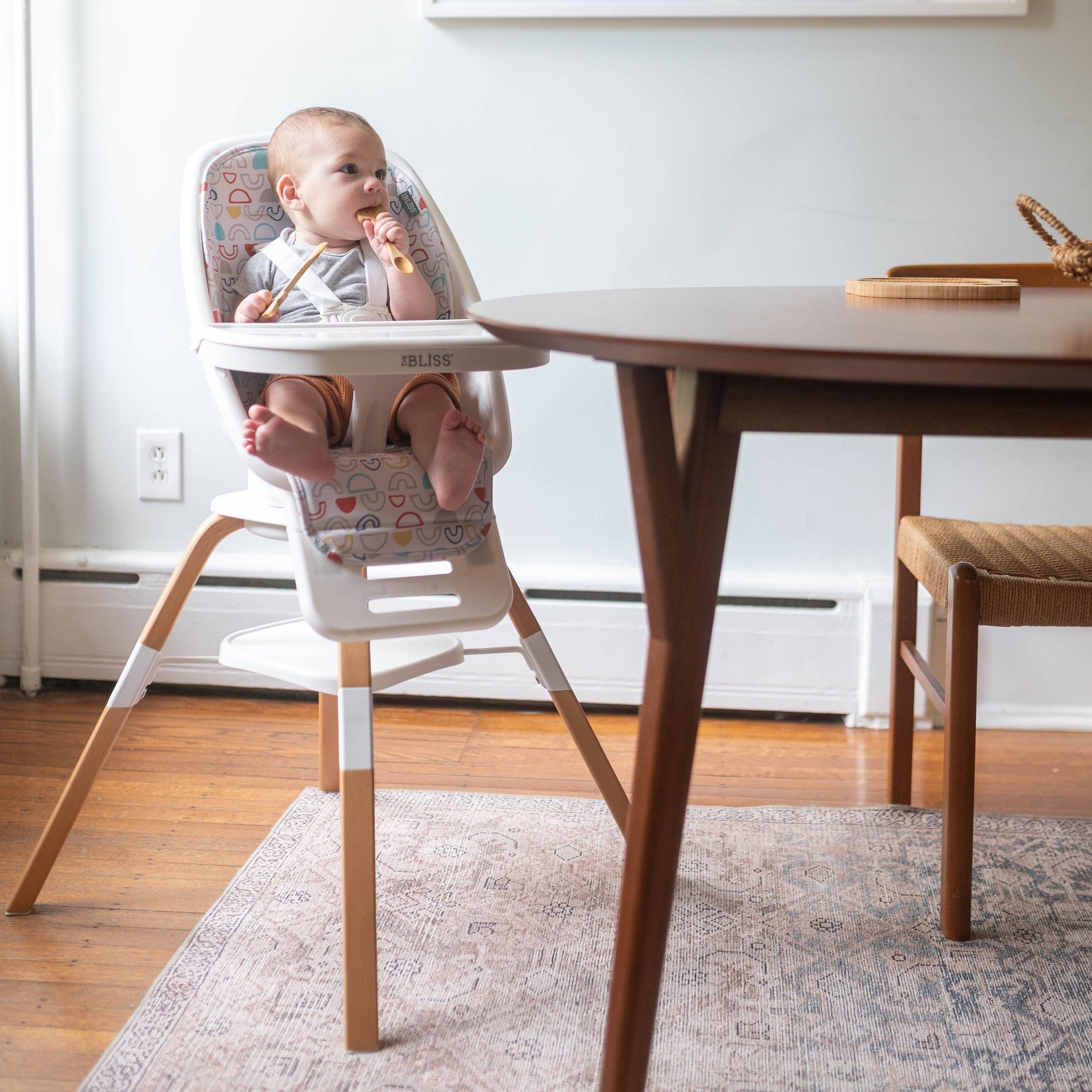TruBliss 360° Rotating High Chair for Babies & Toddlers - Adjustable Height Convertible Baby Feeding Seat with Removable Tray - Perfect for Dining, Weaning & Playtime at Home
