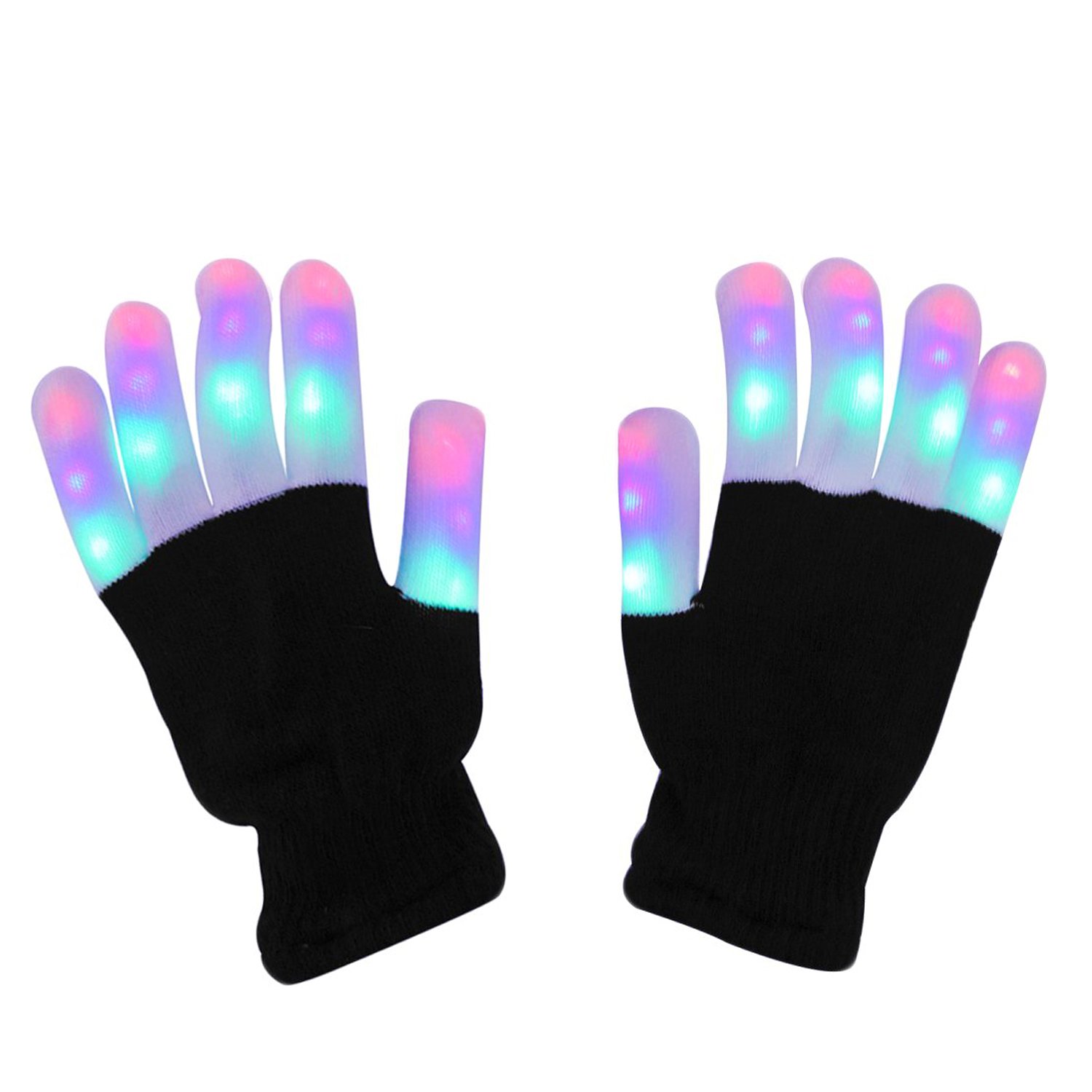 LED Light Up Gloves - Finger Light Gloves for Kids & Adults | Glow Rave EDM Party Accessories | Fun Novelty Gifts for Concerts, Festivals, Night Events & Dance Performances