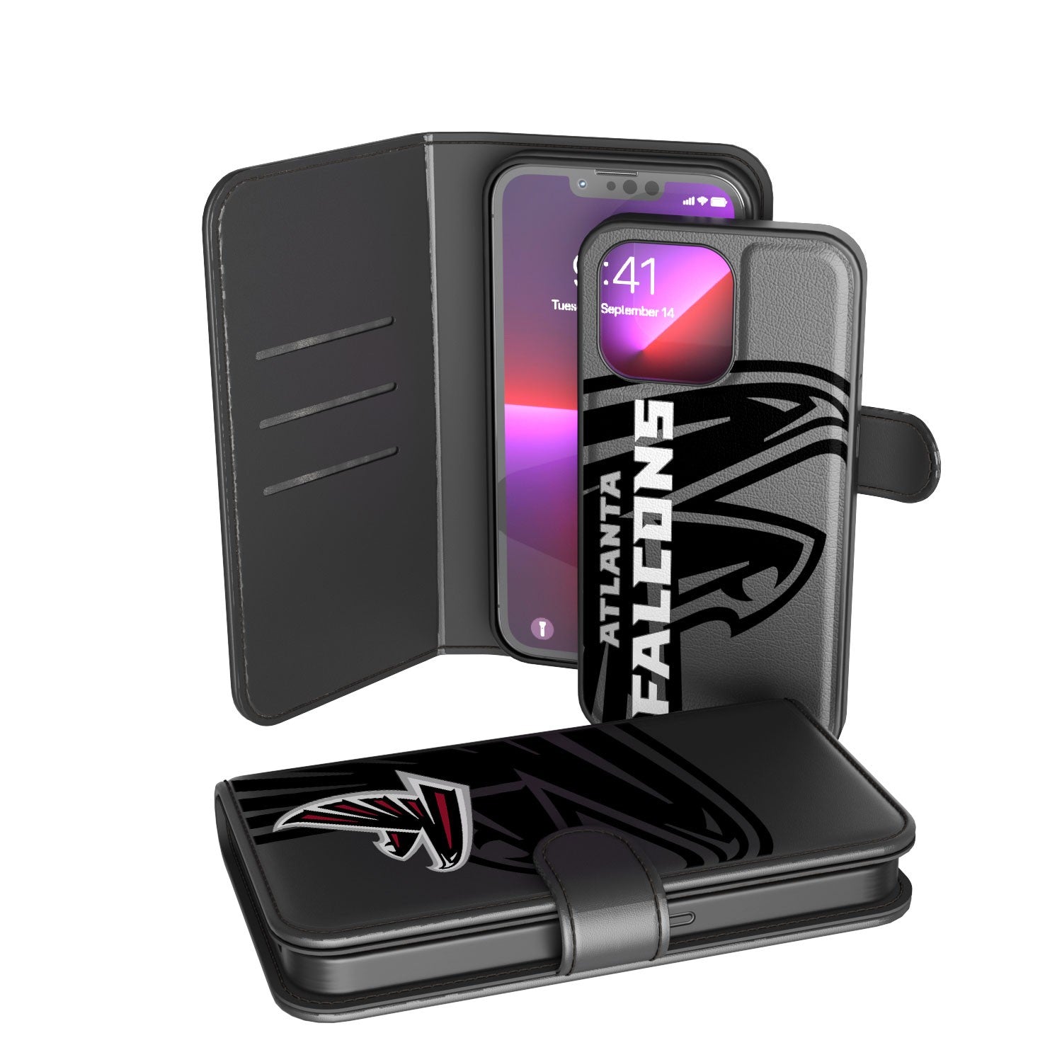 Atlanta Falcons Tilt Wallet Case for iPhone - Slim RFID Blocking Phone Cover with Card Holder - Perfect for Game Day & Everyday Use