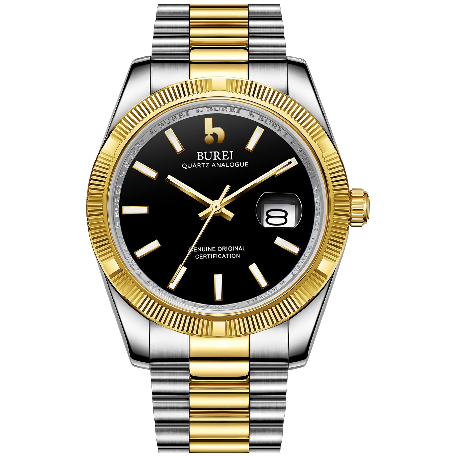 BUREI Luxury Men's Watches - Stainless Steel Analog Business Dress Watch for Men - Waterproof & Fashionable - Perfect Gift for Him - Ideal for Office, Formal Events & Everyday Wear