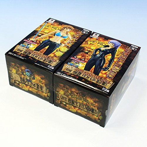 One Piece DXF The Grandline Lady Anime Figure Set - Japan Import Banpresto Collectible Prize (Film Gold Vol.1, All 2 Figures) - Perfect for Anime Fans, Display & Gift Giving