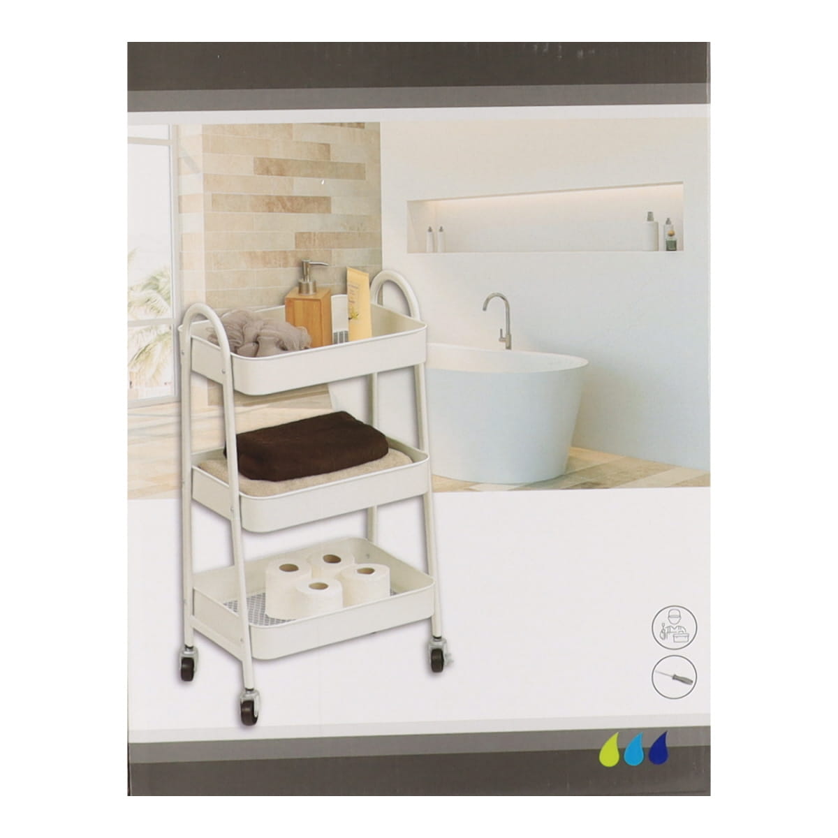 Premium Black Metal Trolley Cart - Heavy Duty Utility Cart with Wheels for Home, Office, Warehouse & Industrial Use