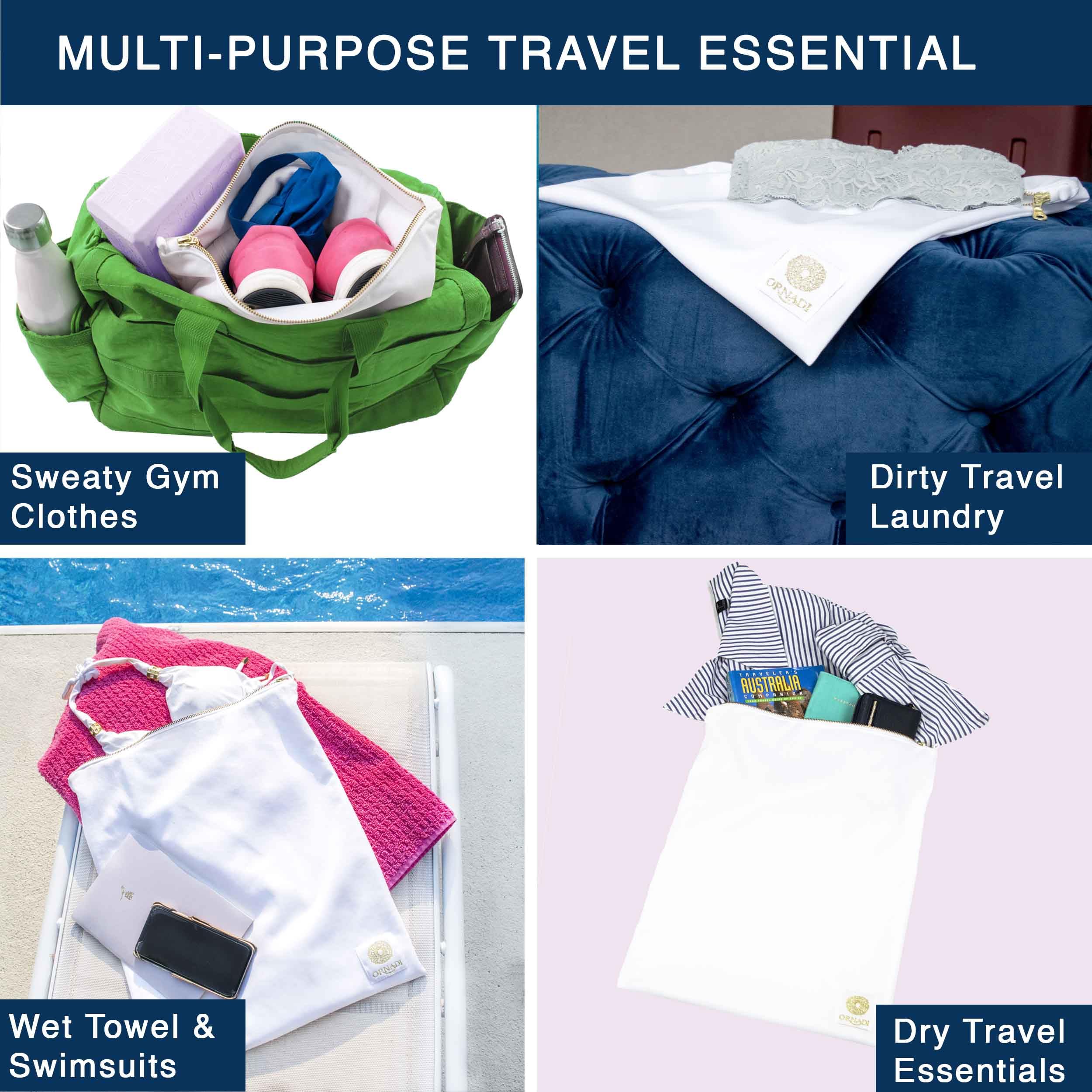 Waterproof Antimicrobial Travel Laundry Bag - 14 X 17.5