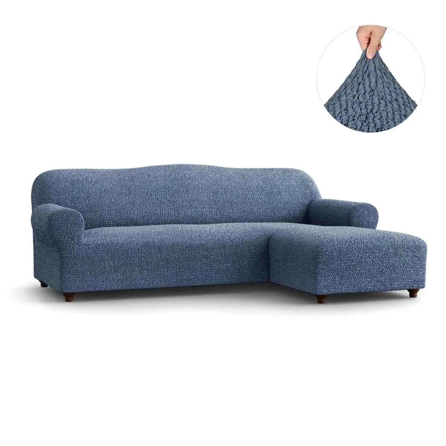 L Shaped Sofa Slipcover with Right Chaise - Mille Righe Collection Stretchable Furniture Protector for Living Room, Family Room & Home Theater
