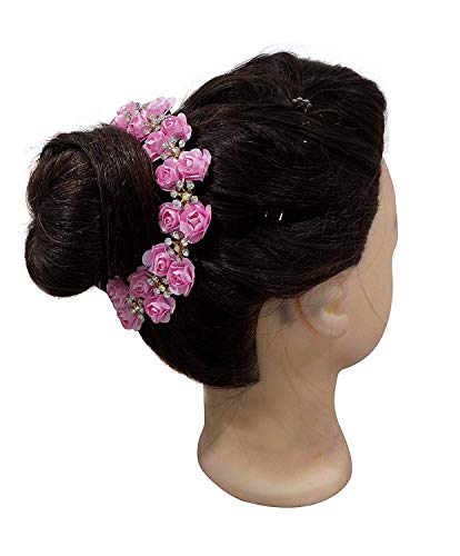 BOXO Artificial Flower Hair Clip - Traditional Dance Juda Gajra Hair Accessory for Women | Perfect for Indian Classical Dance, Weddings, Festivals & Boho Fashion