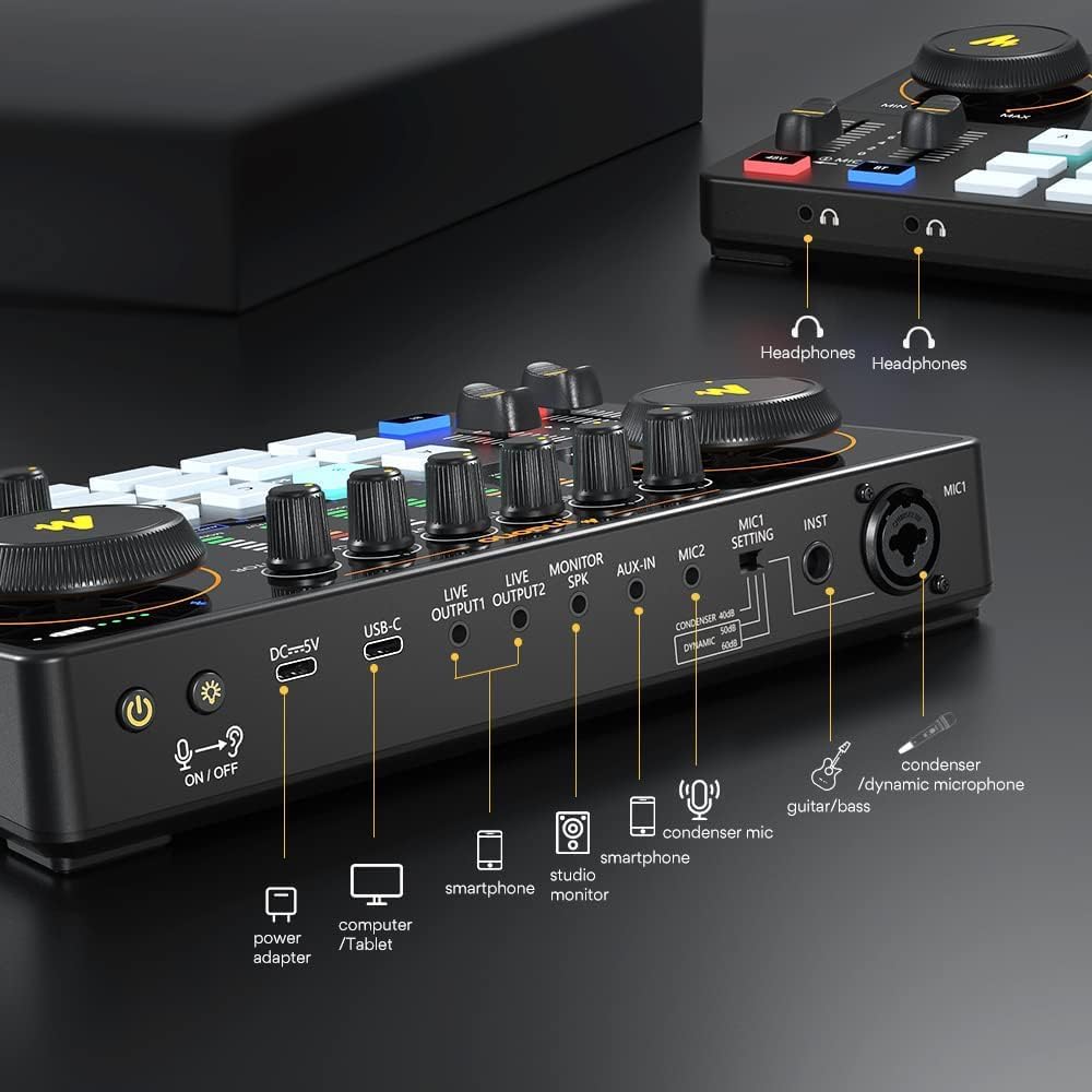 MAONO AME2 Duo Podcast Equipment Bundle - All-in-One Audio Interface with Premium Mic Preamp, XLR Condenser Microphone & 3.5MM Mic for Podcasting, Streaming, DJ, YouTube, Gaming & Home Studio Recording