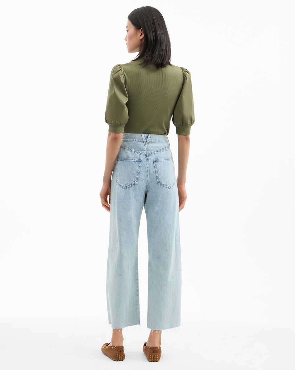 Coralee Women's Puff Sleeve T-Shirt - Casual Short Sleeve Blouse for Summer, Date Night & Office Wear