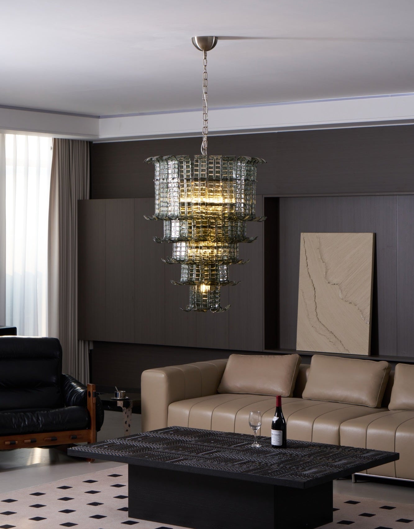 Elegant Cascade Murano Glass Chandelier - Handcrafted Italian Lighting Fixture for Dining Room, Living Room & Bedroom Decor