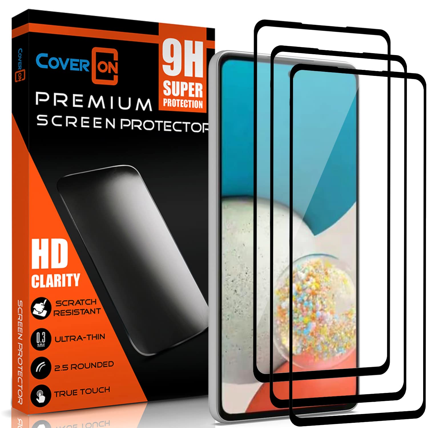 3 Pack Tempered Glass Screen Protector for Samsung Galaxy A53 5G - Edge to Edge Full Coverage, Anti-Scratch, Black Frame - Perfect for Daily Protection & Gaming