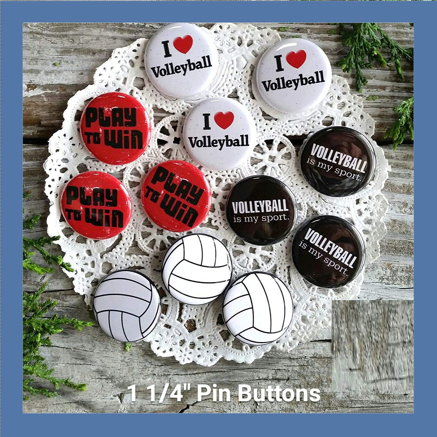 R&G Unlimited - 12 Pack Volleyball Button Pins (1 1/4