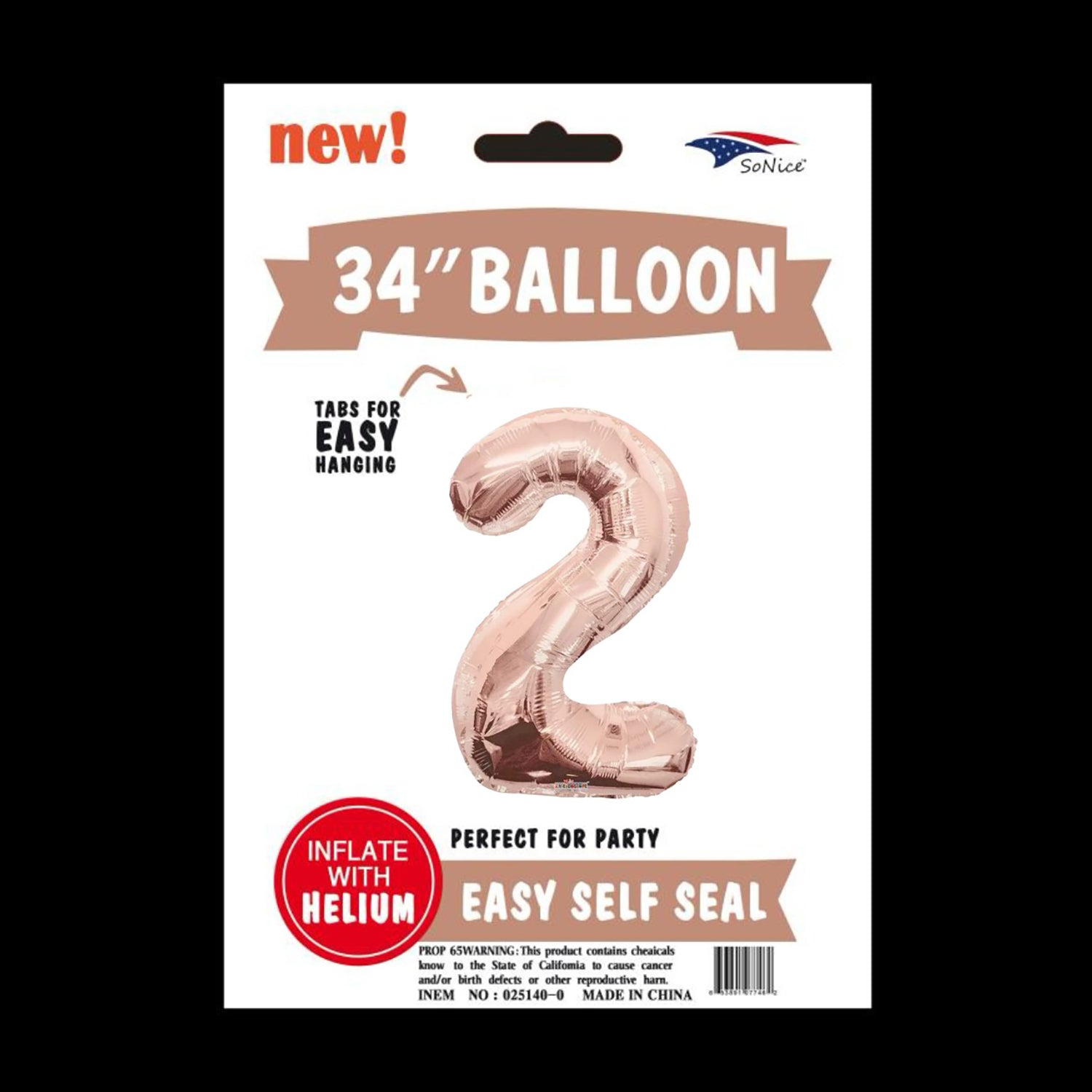 Rose Gold Foil Number 2 Balloon - 34 Inch Large Party Decoration for Birthdays, Anniversaries & Baby Showers