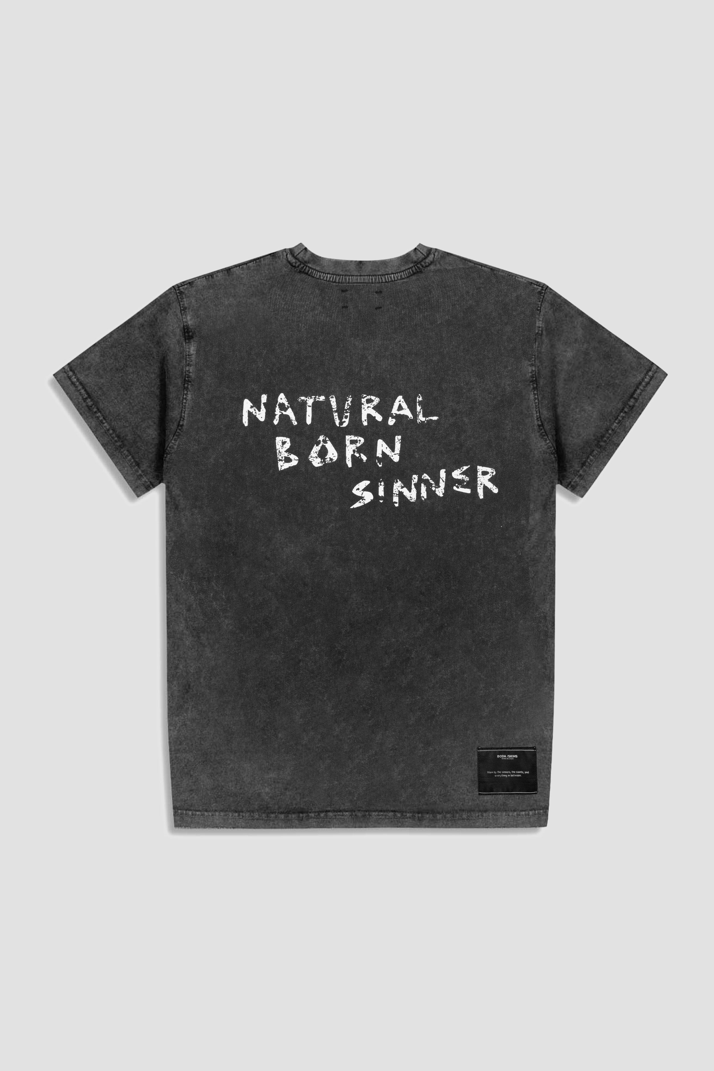Natural Born Sinner Graphic T-Shirt for Men | Soft Cotton Streetwear Tee | Casual Outfit & Urban Fashion Statement