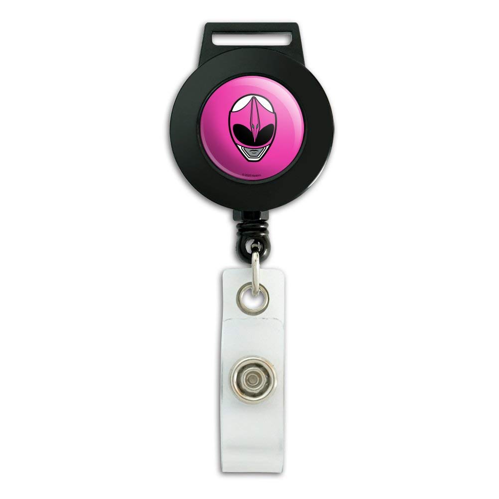 Power Rangers Pink Ranger Helmet Lanyard with Retractable Reel - Badge Holder & ID Card Holder for Teachers, Nurses, Security & Office Workers